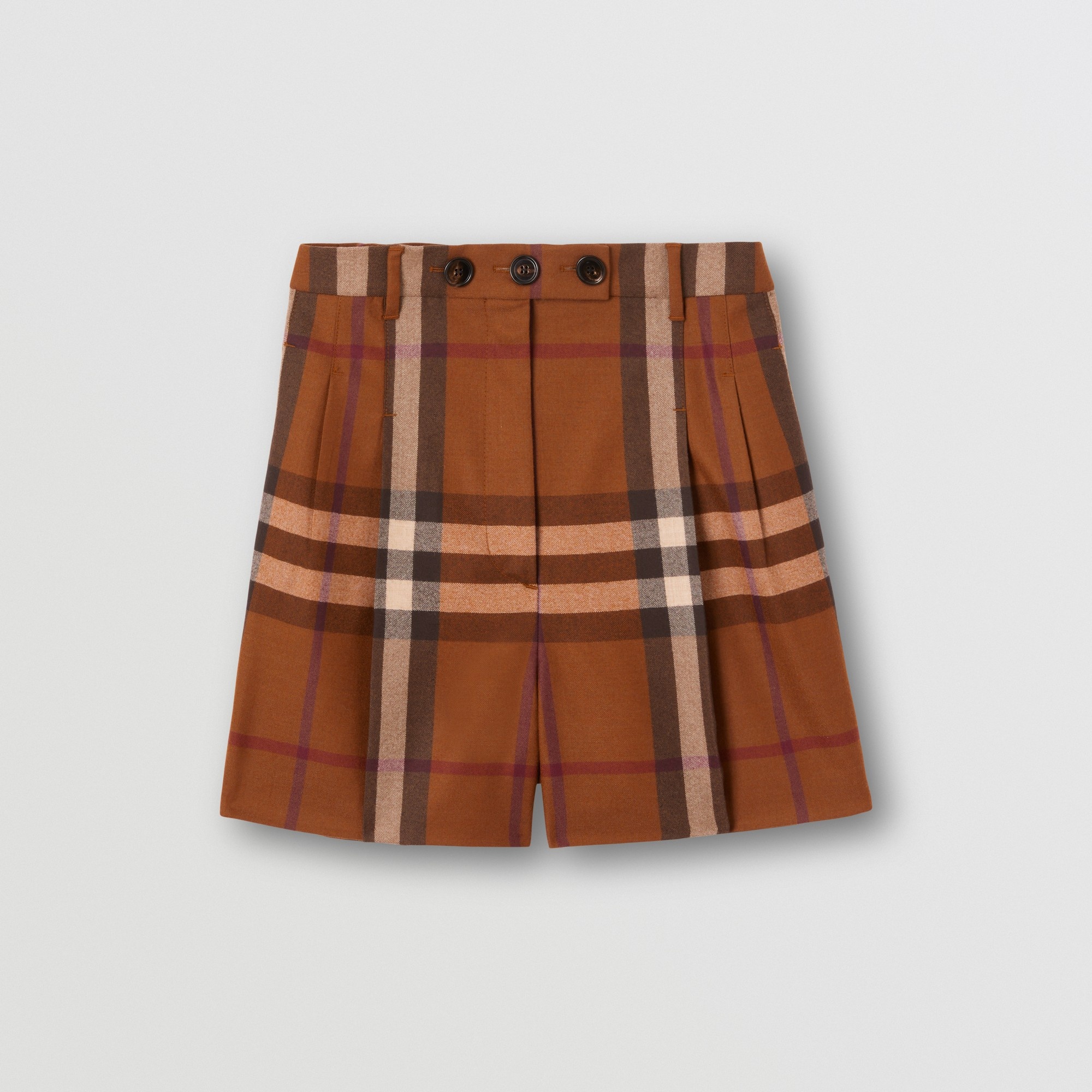 Check Wool Flannel Tailored Shorts - 1