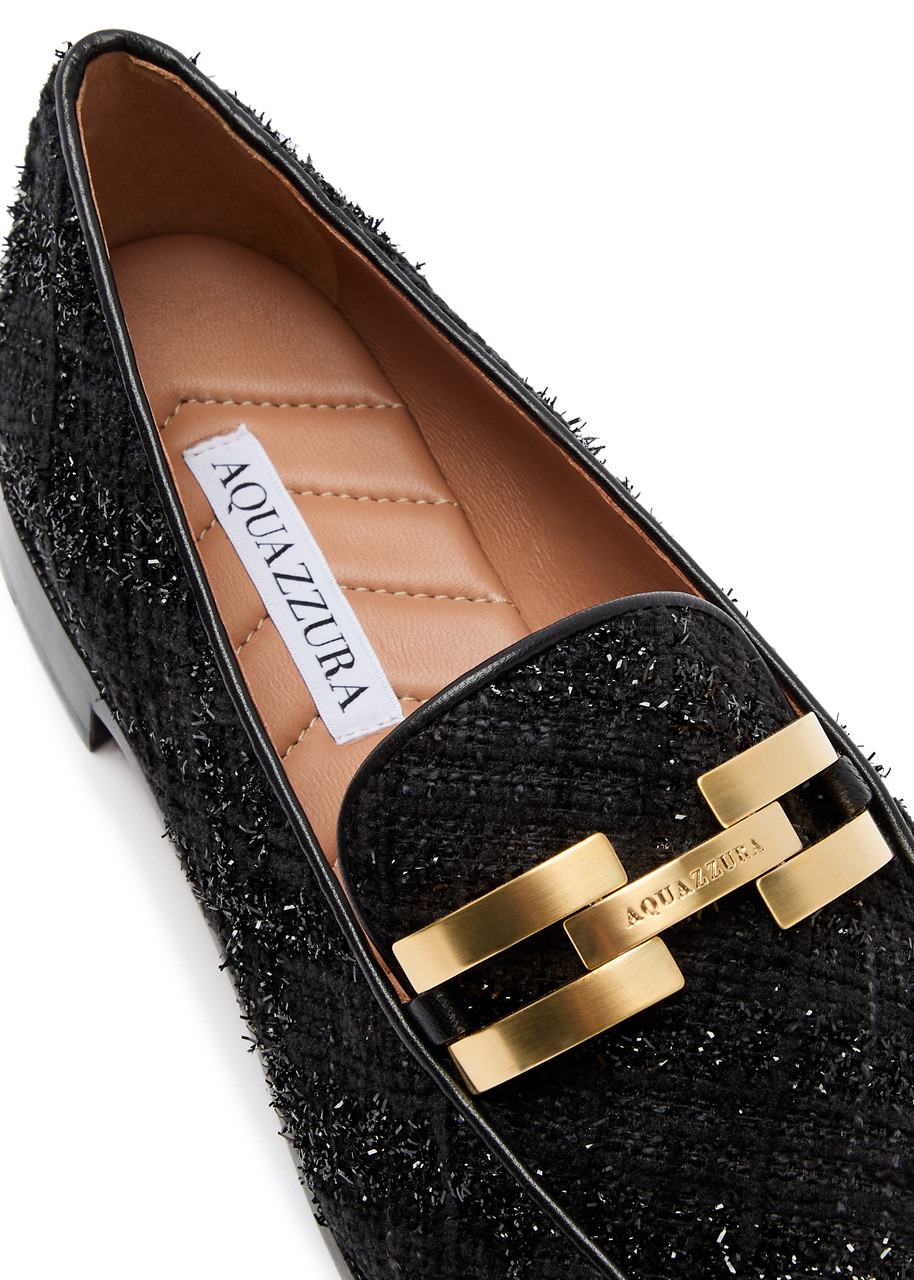 Brandi tinsel-weave tweed loafers - 4