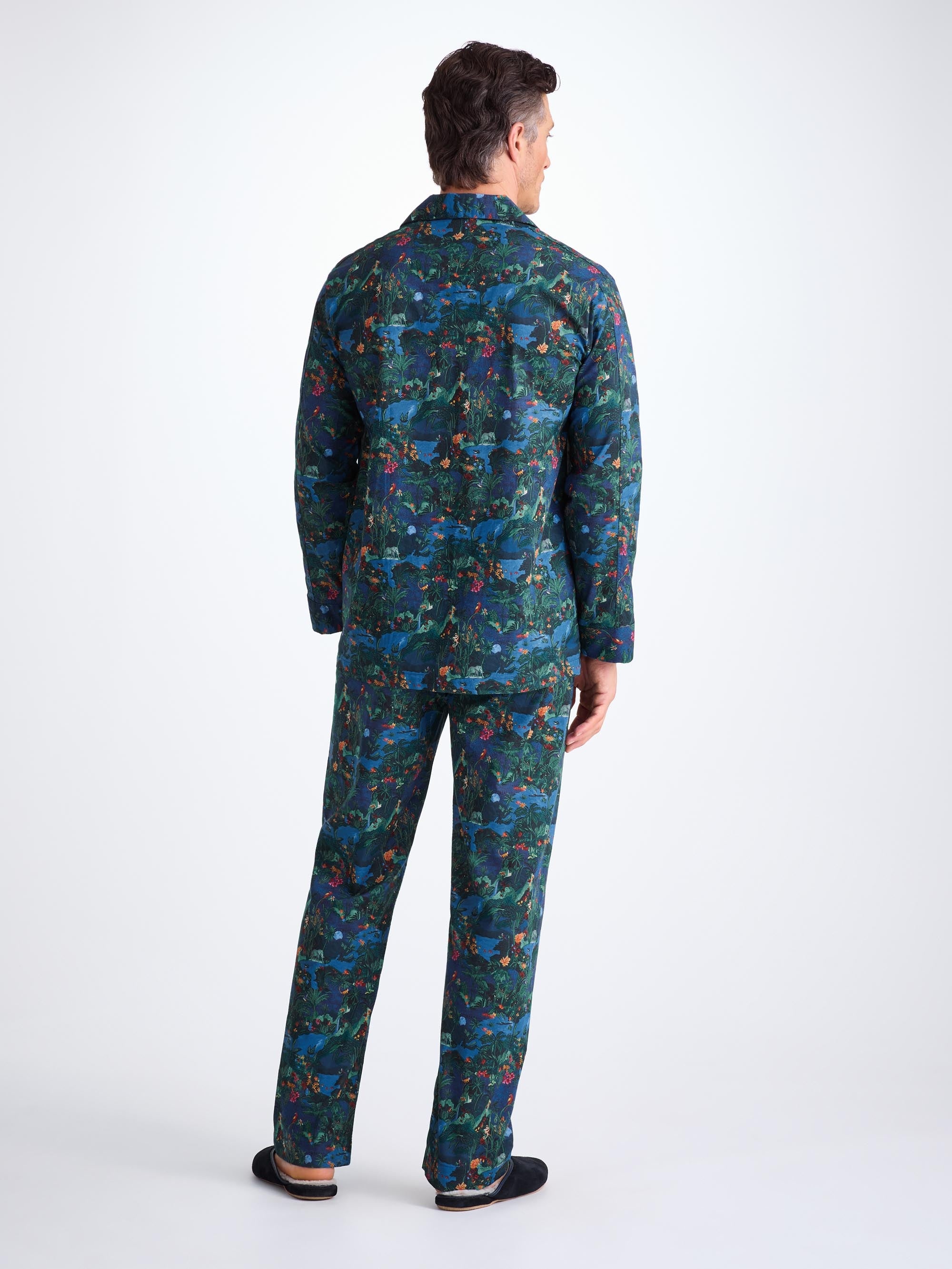 Men's Classic Fit Pajamas Cotton Batiste Multi Midnight Jungle Print - 4