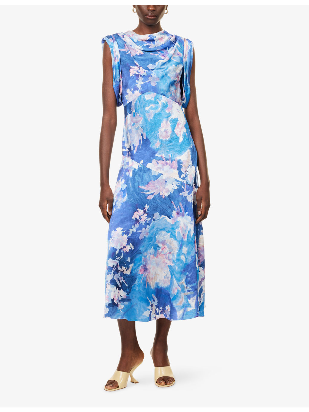 Crinkled Sleeveless Woven Midi Dress - 2
