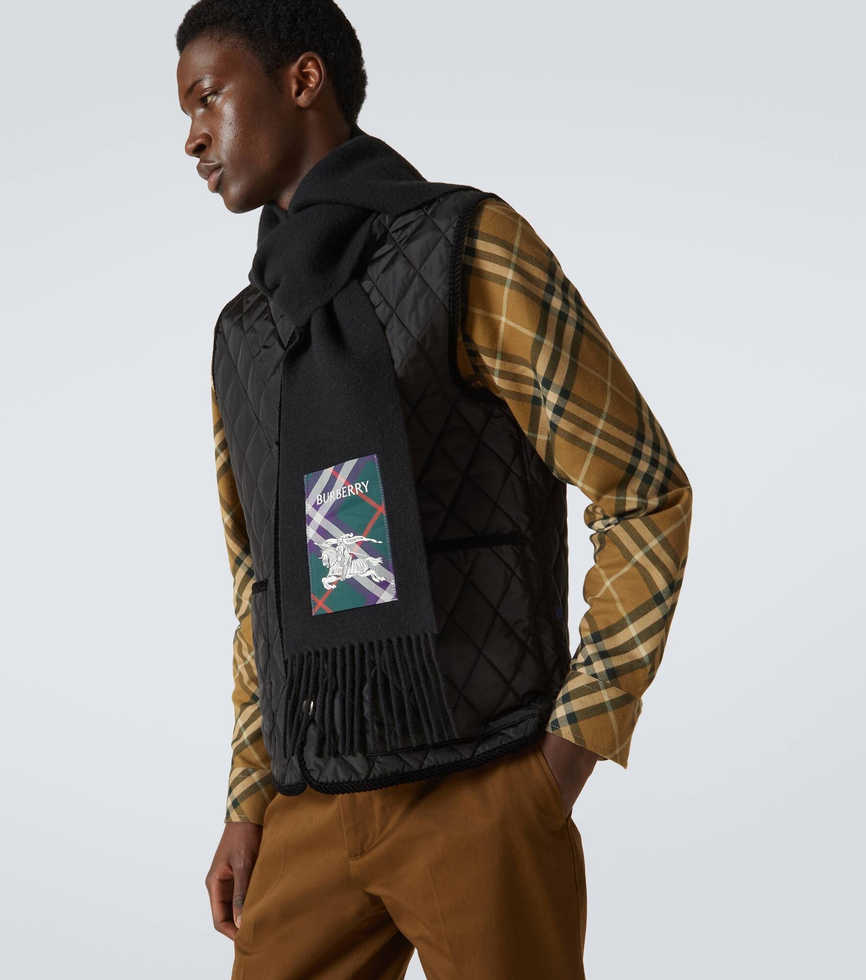 Logo patch-appliqué cashmere scarf - 2