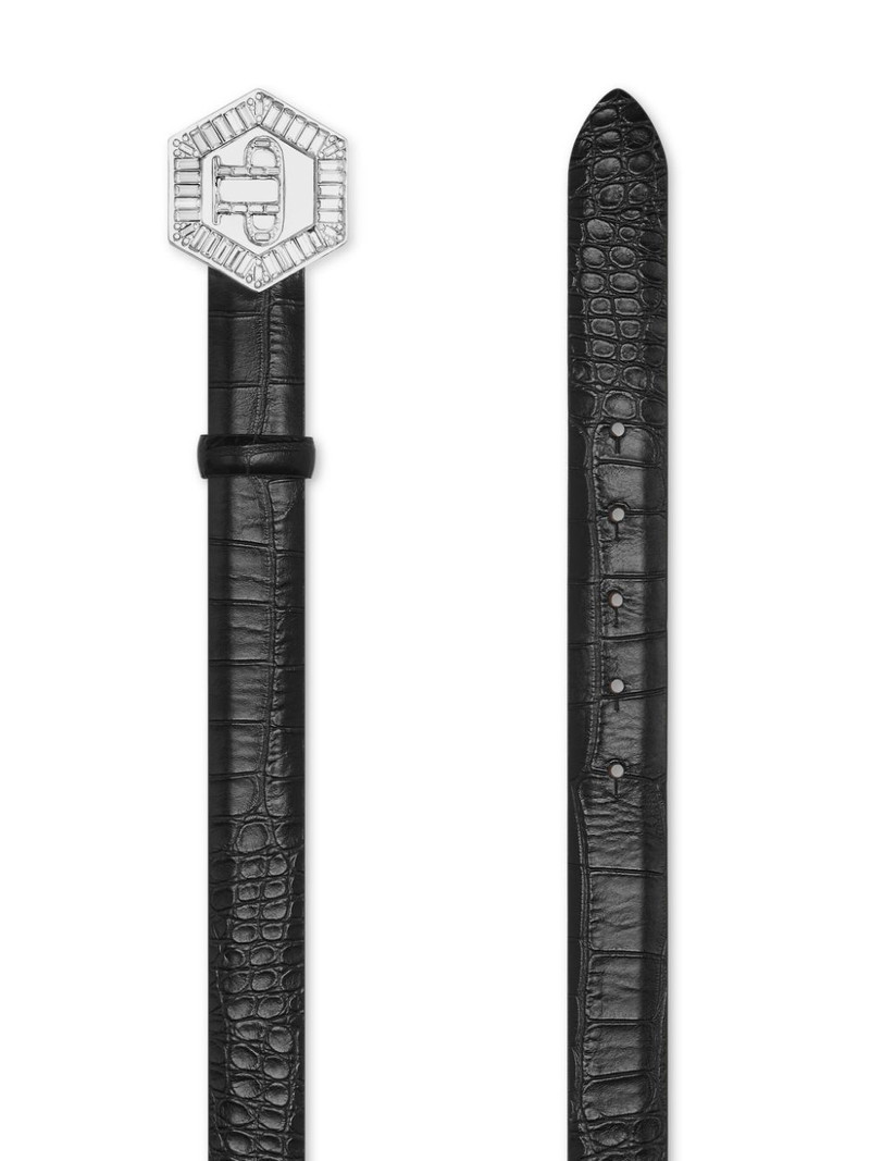 PHILIPP PLEIN logo-plaque leather belt outlook