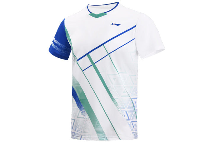 Li-Ning Badminton Series Quick Dry T-Shirt 'White Blue' AAYS071-1 - 3