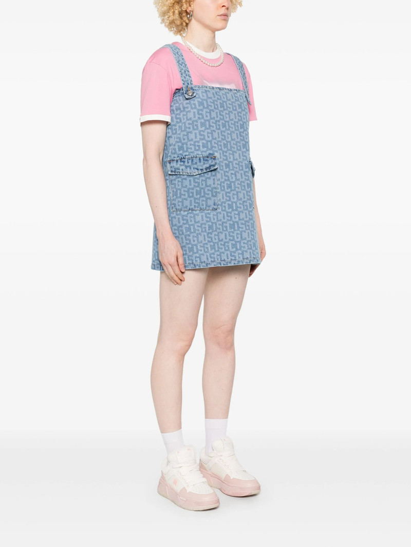 GCDS Monogram-print Denim Mini Dress outlook