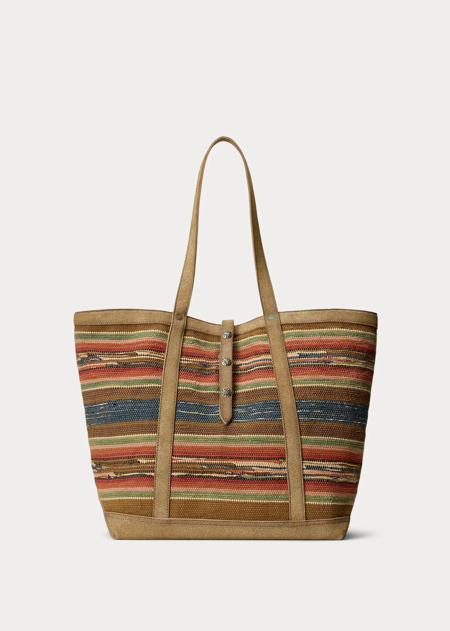 Suede-Trim Handwoven Jacquard Tote - 1