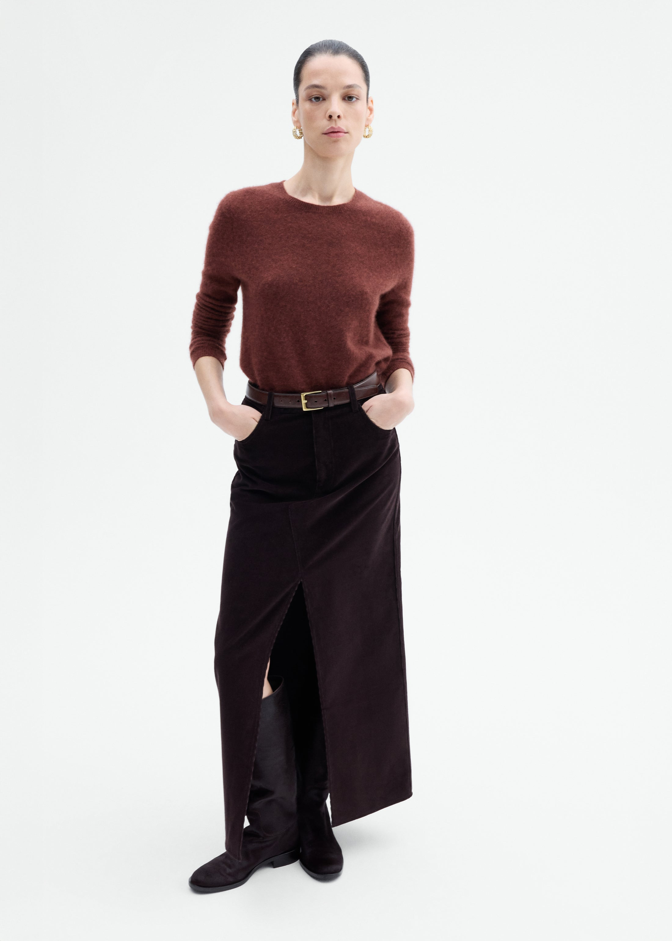 Long Sleeve Crew Sweater in Cashmere Silk - 3