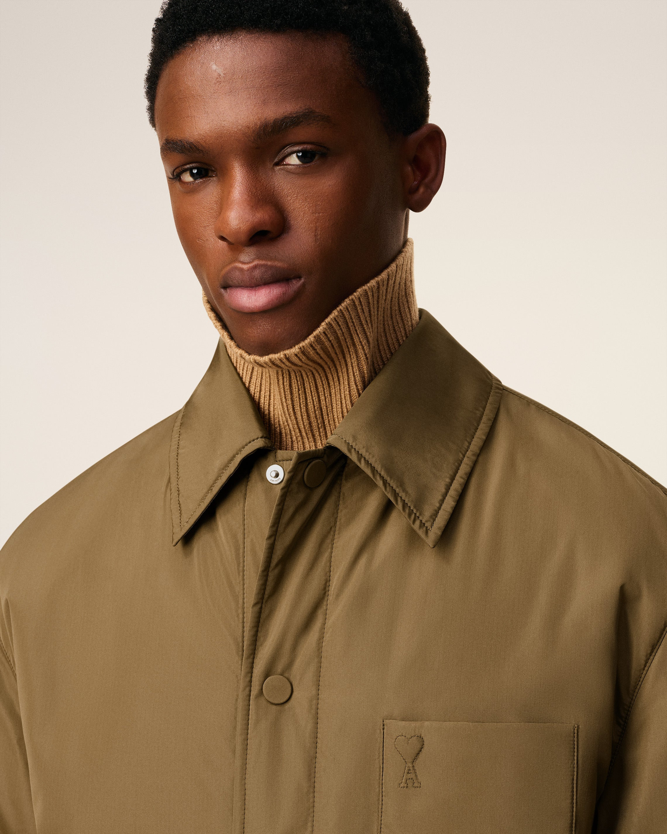 GREEN TAFFETAS PADDED AMI DE COEUR OVERSHIRT - 5