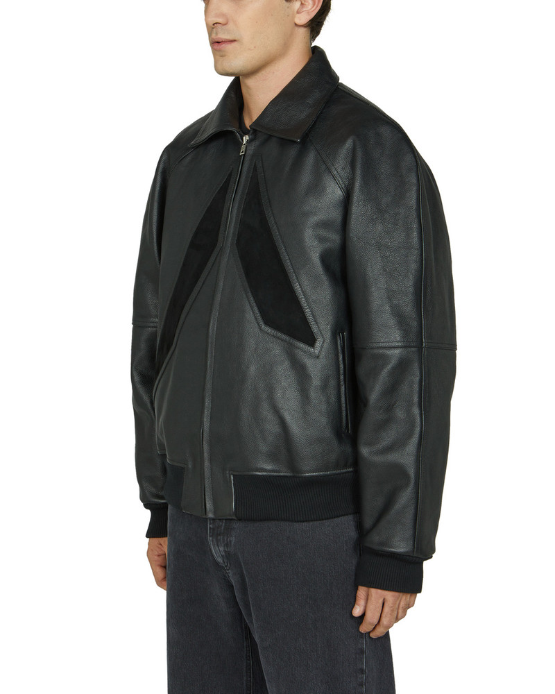 INTARSIA APPLIQUE LOGO LEATHER BOMBER 3