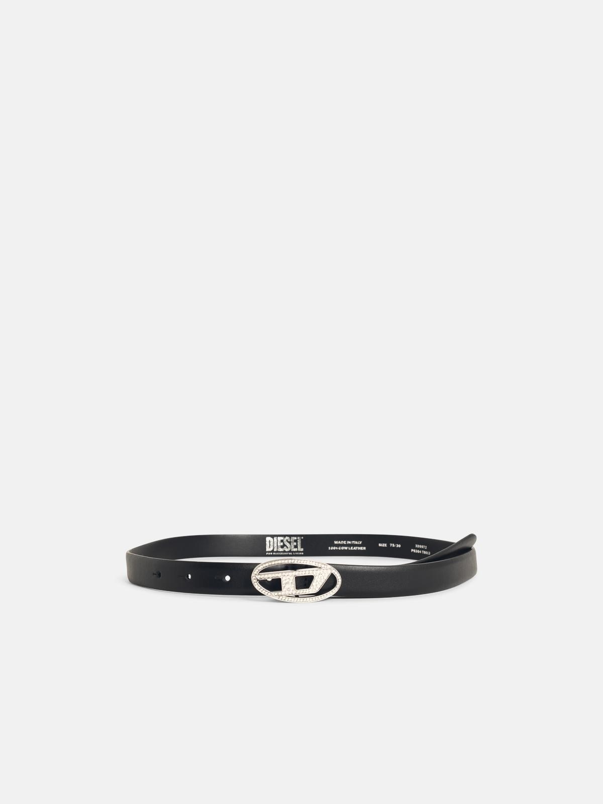 'B-1DR STRASS 20' BLACK LEATHER BELT - 1