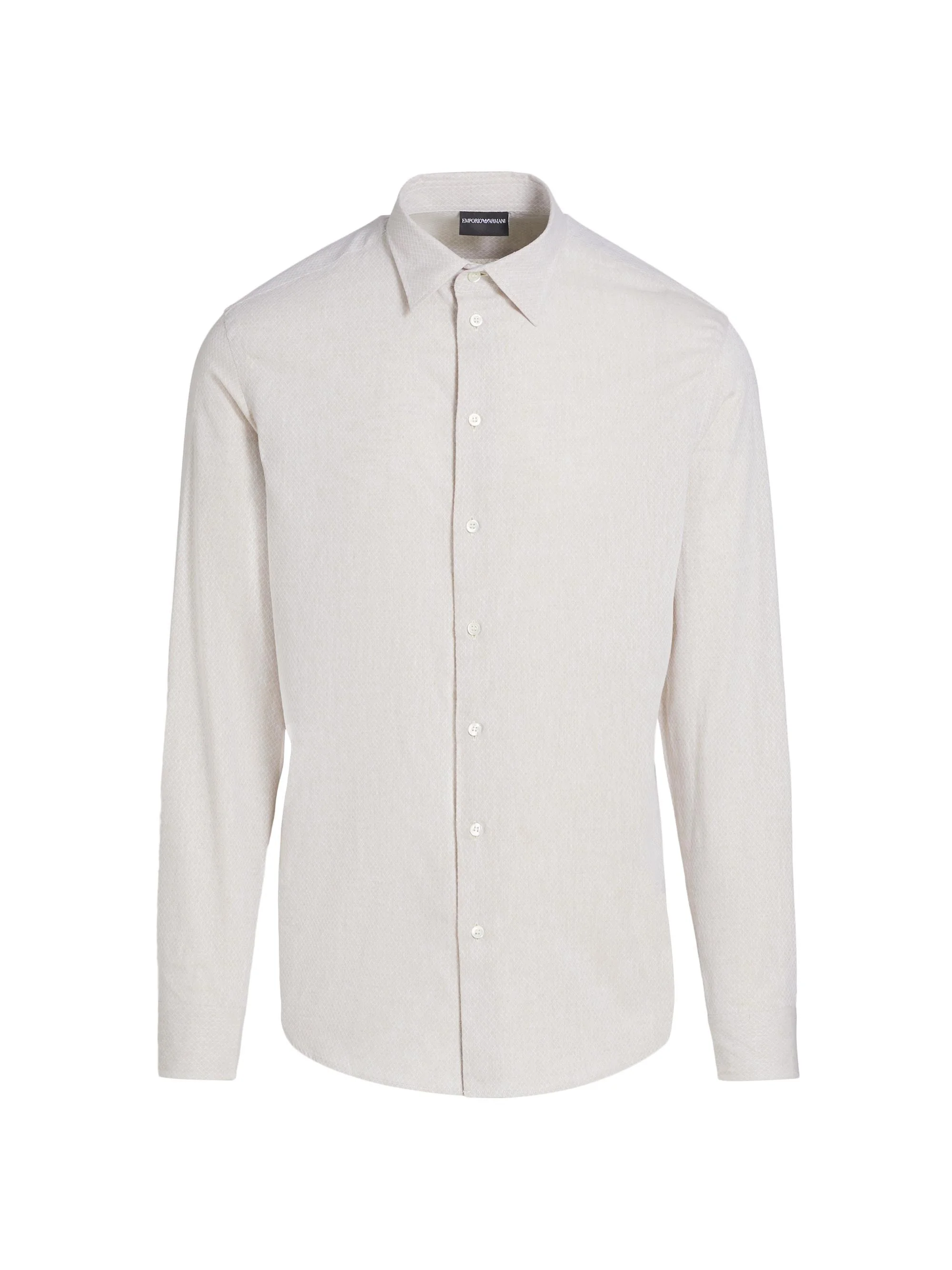 Men's Linen-Cotton Cross-Stitch Shirt - Tan - 1
