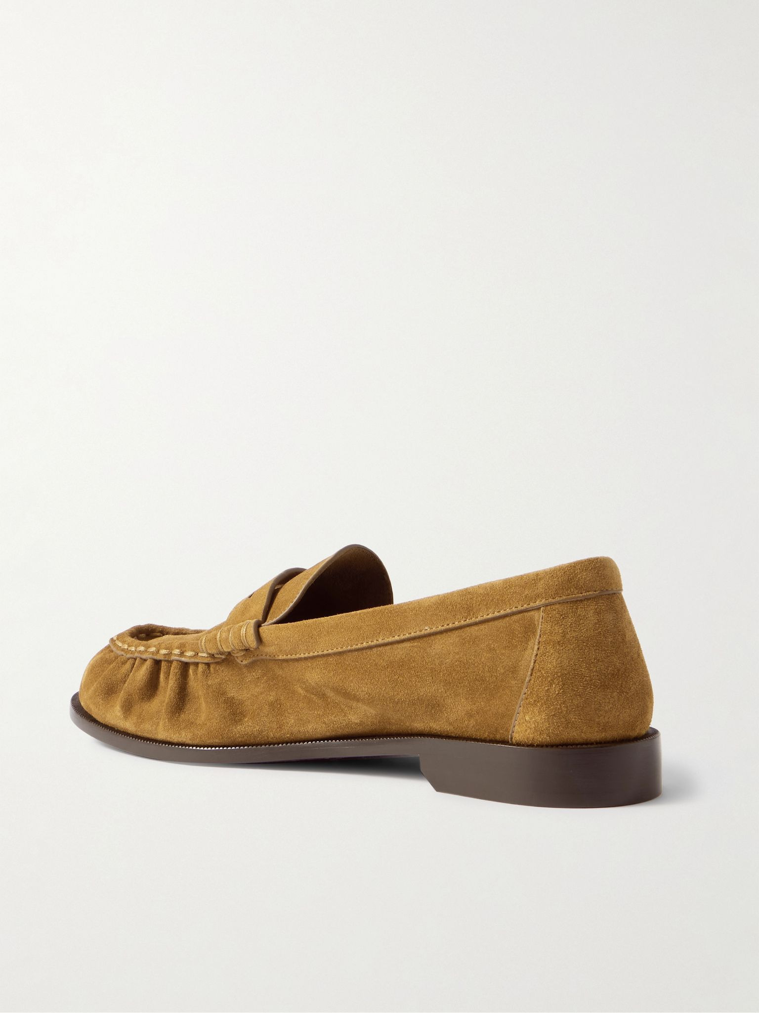 Le Loafer Monogram Logo-Appliquéd Suede Penny Loafers Brown - 3