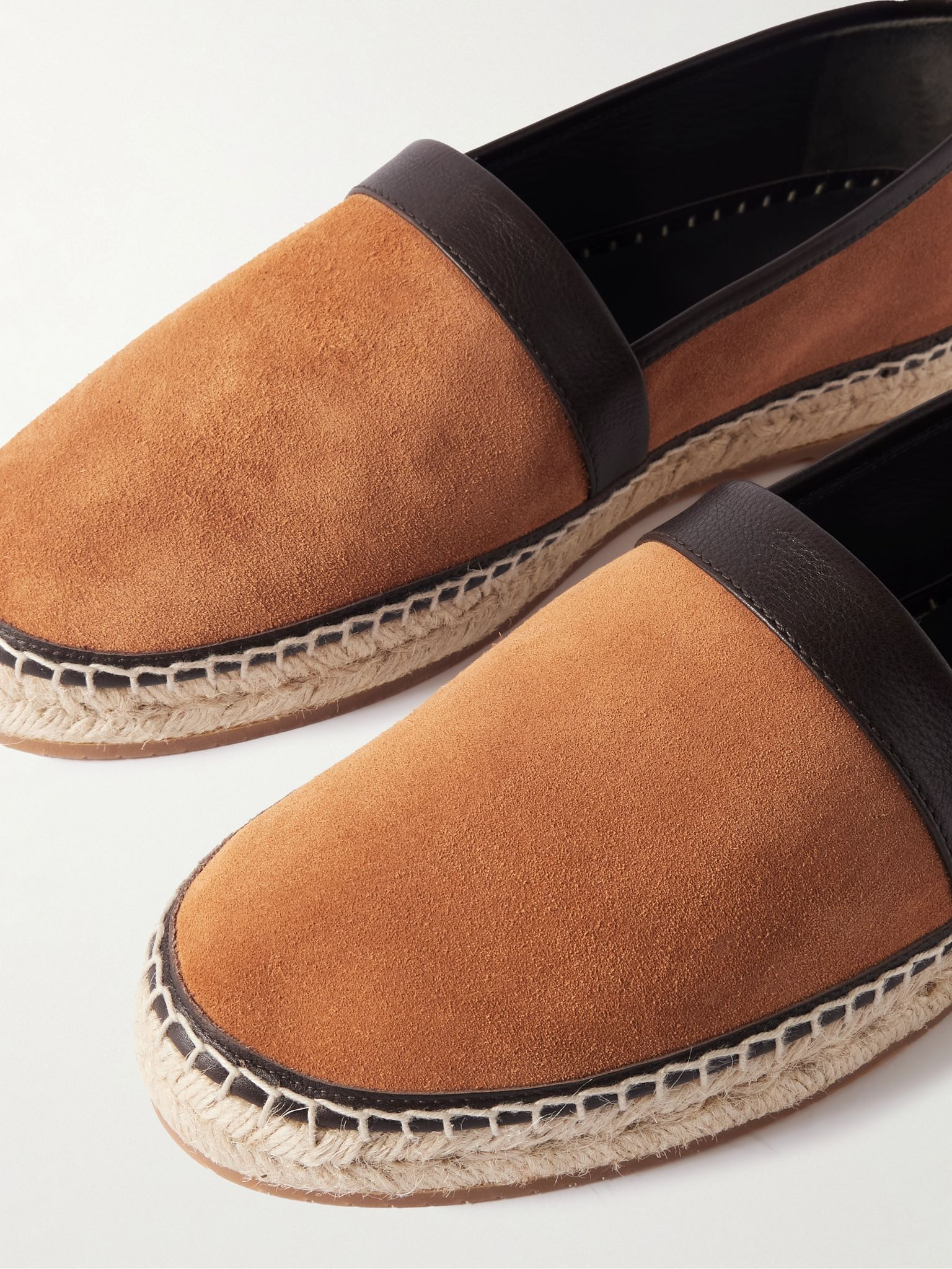 Nerano Leather-Trimmed Suede Espadrilles Orange - 5