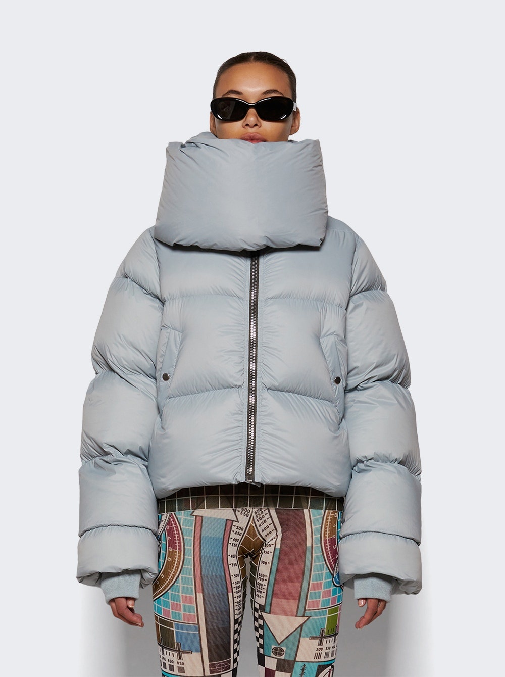 Funnel Neck Jacket Pale Blue - 3