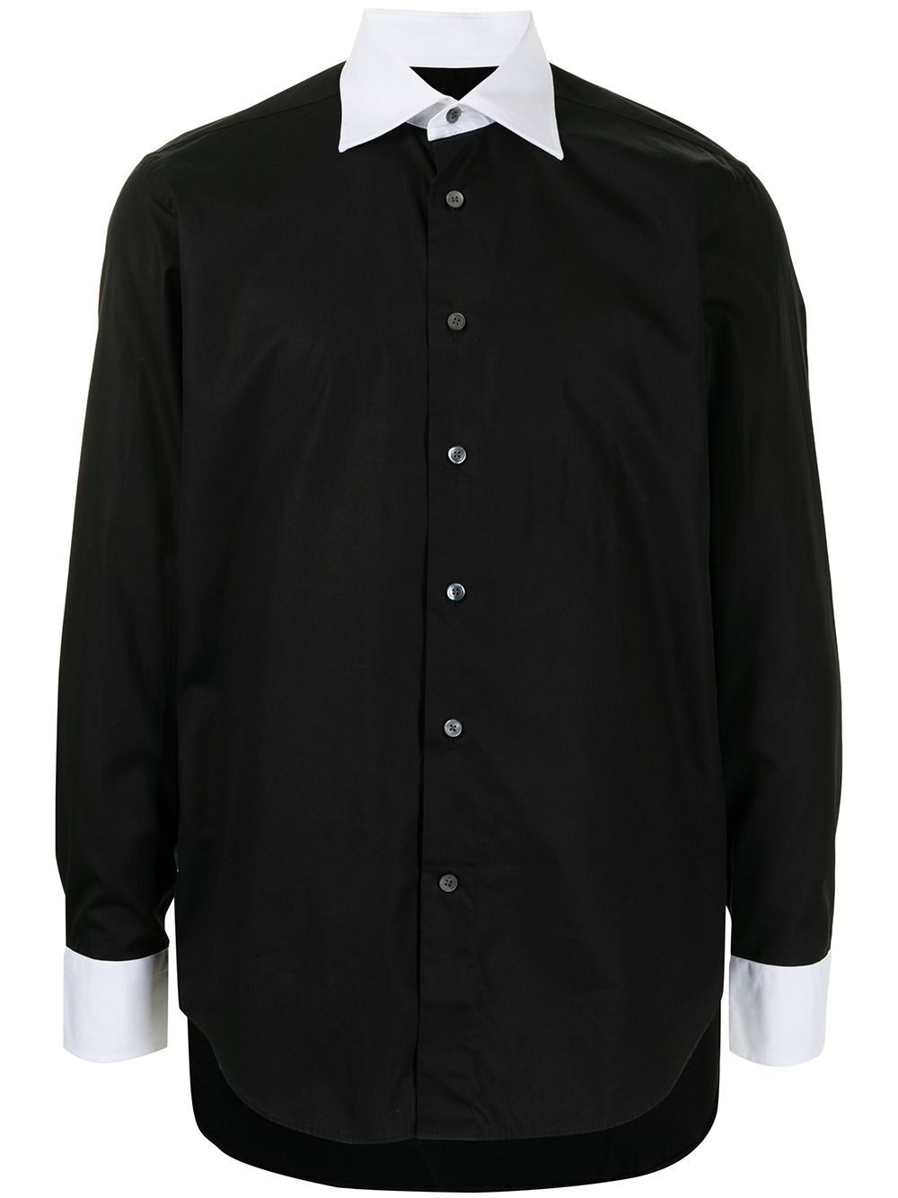 contrast-collar cotton shirt - 1