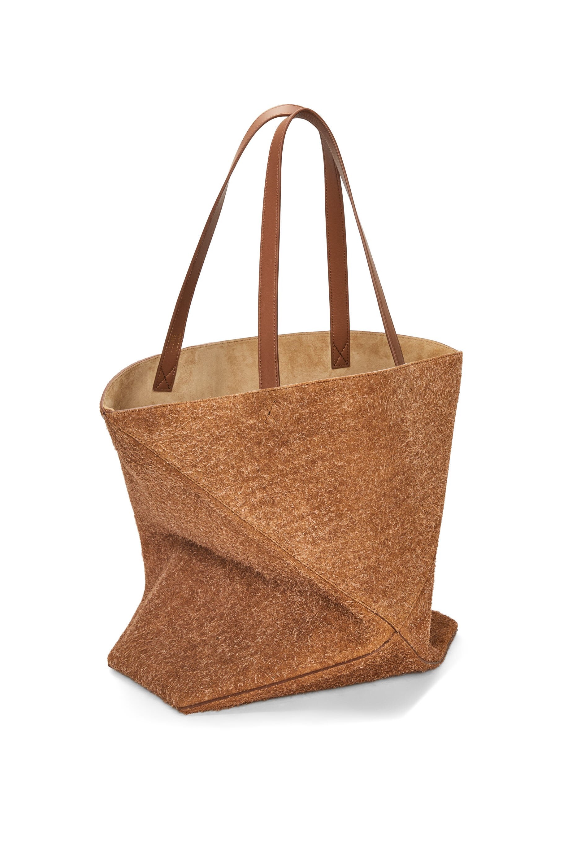 Large Puzzle Fold Tote in brushed suede