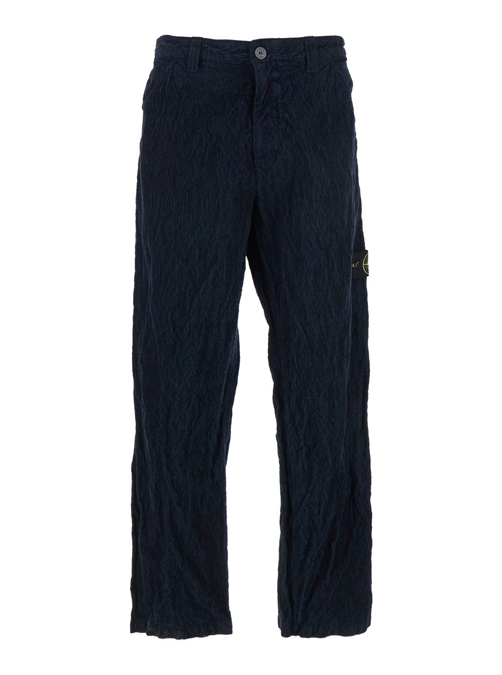 Stone Island Men Blue Corduroy Pants With Logo Patch On The Side In Cotton Blend Man - 1