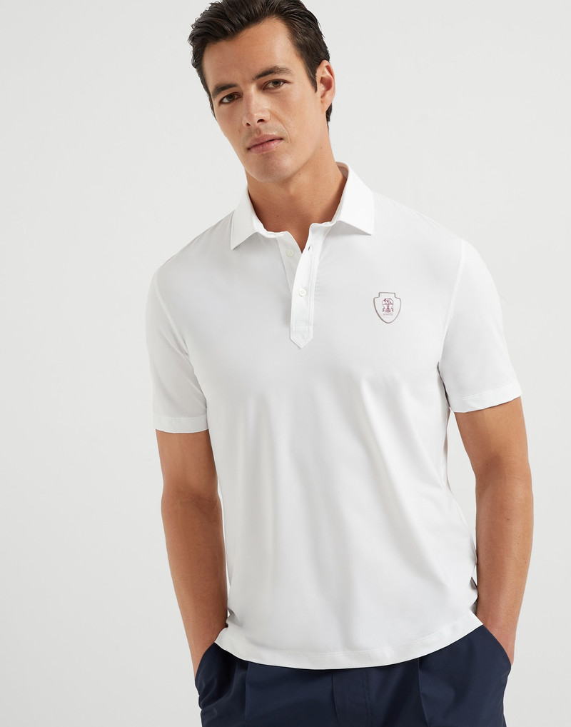 Comfort nylon polo with shirt-style collar and logo 1