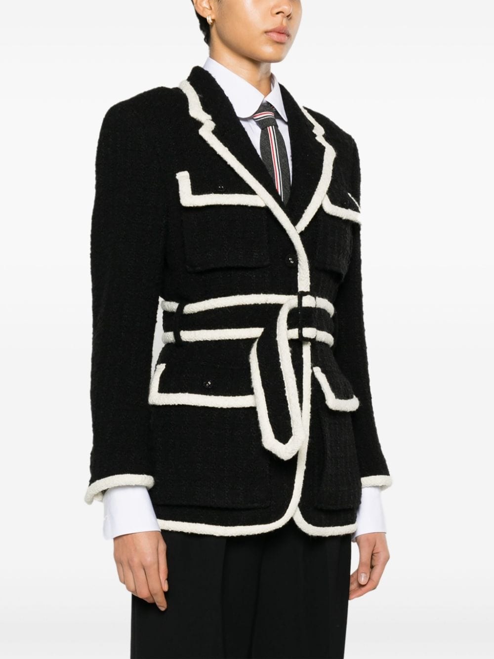 belted tweed jacket - 3