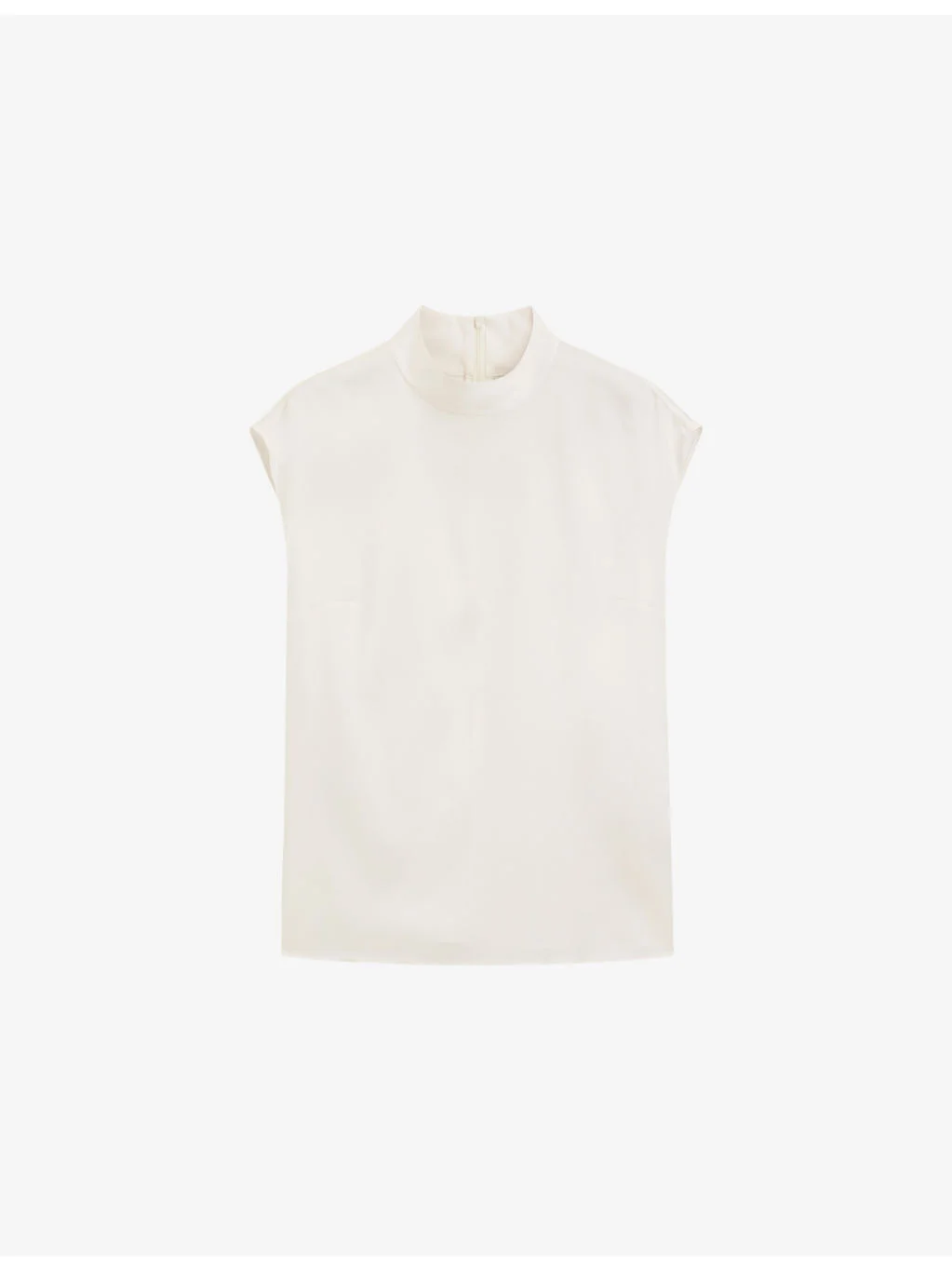 Mock-Neck Sleeveless Stretch-Silk Blouse - 1