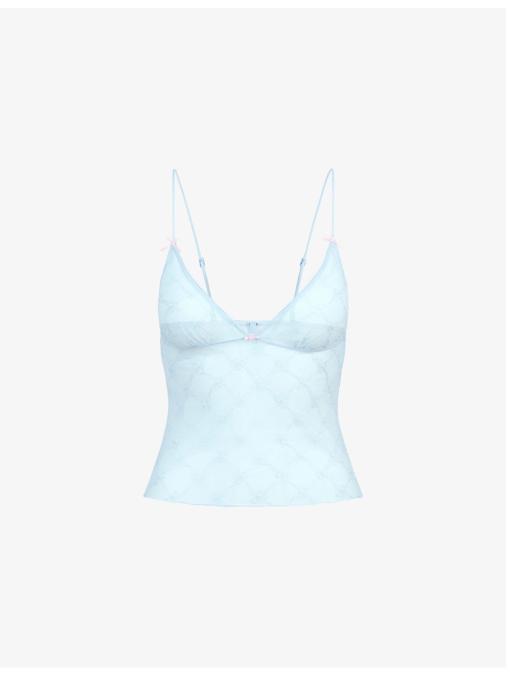 Bow-Embroidered Tulle Triangle Camisole Top - 1