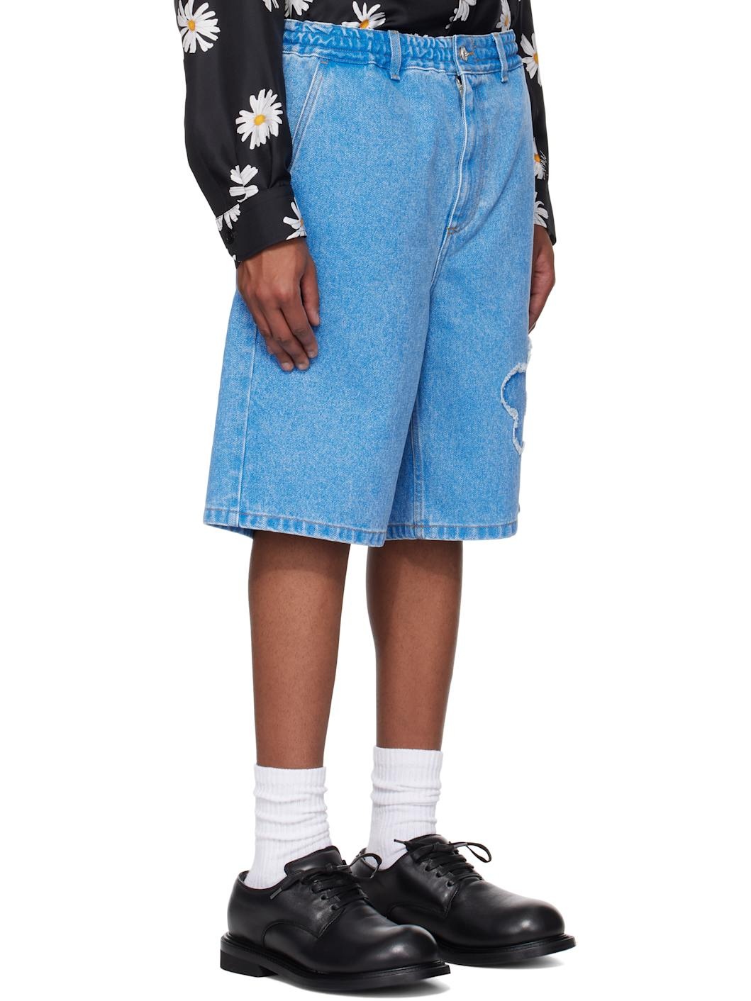 Blue Patch Denim Shorts - 2