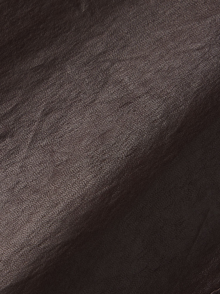 Relaxed Leather Trouser in Chocolate Brown - 5