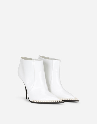 Dolce & Gabbana Patent leather ankle boots with pearls outlook