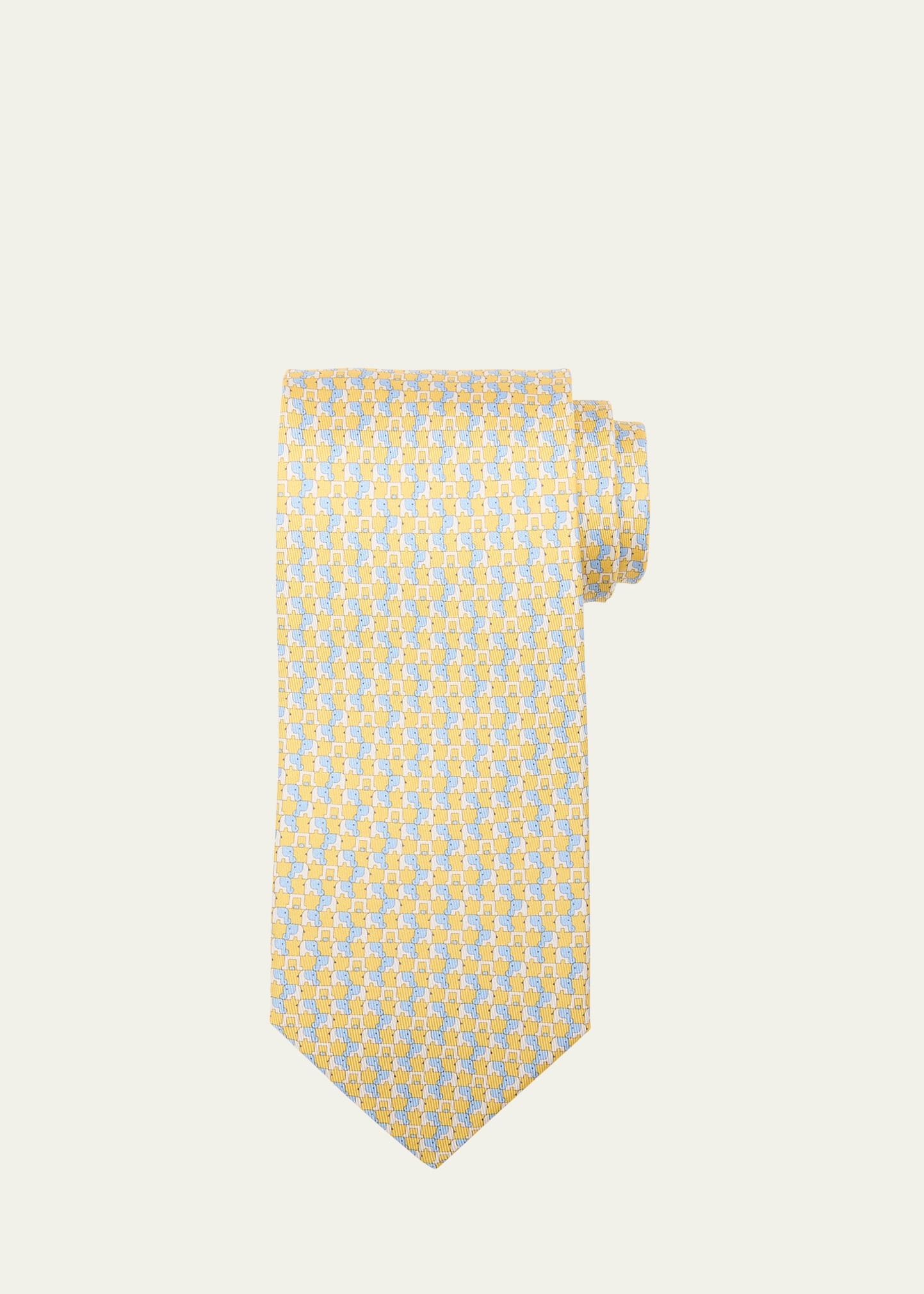 Men's Elephant Gancini Silk Tie - 1