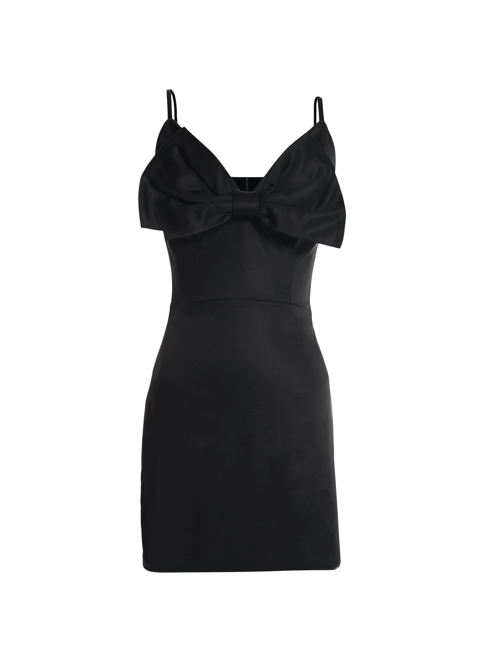Women's Mel Satin Bow Minidress - Black - 1