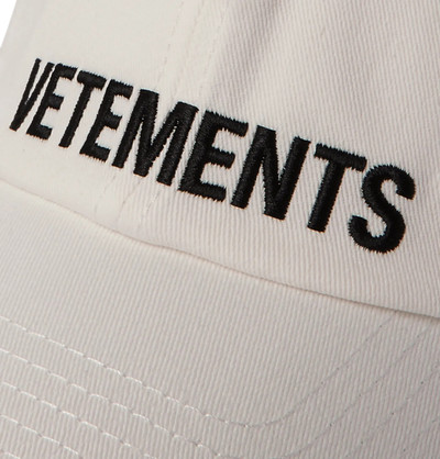 VETEMENTS Logo-Embroidered Cotton-Twill Baseball Cap outlook