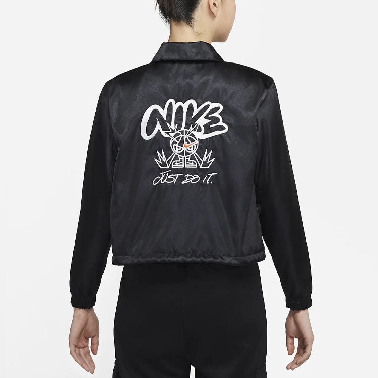(WMNS) Nike AS W Nike Sportswear JKT Jacket SATIN FEMME Black DJ5363-010 - 5