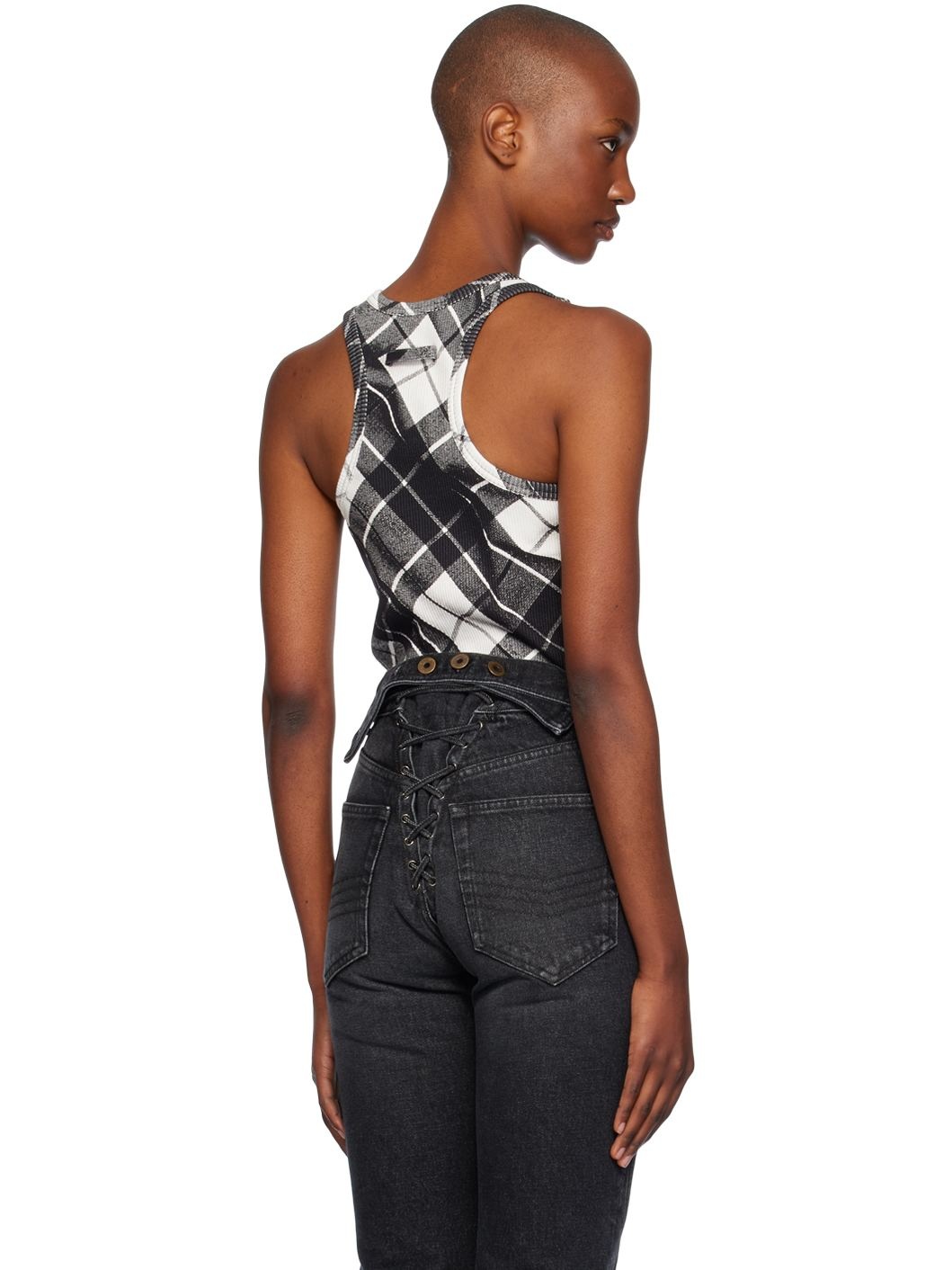 Black & White Tartan Tank Top - 3