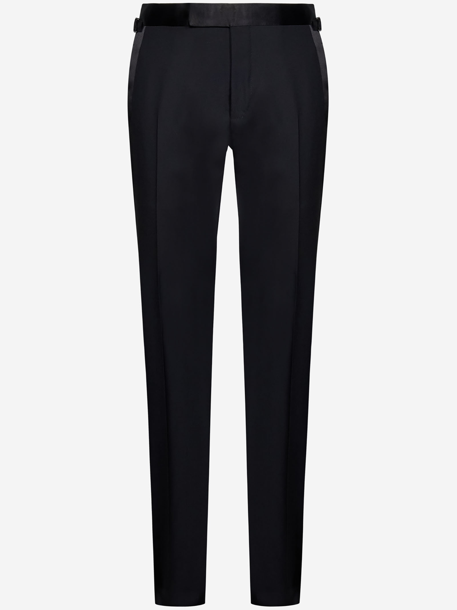 Black wool and silk satin 'Shelton' suit with single-breasted blazer and tailored trousers. - 4