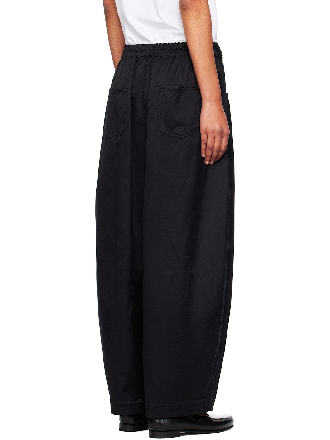 Black Satin Curved Trousers - 3