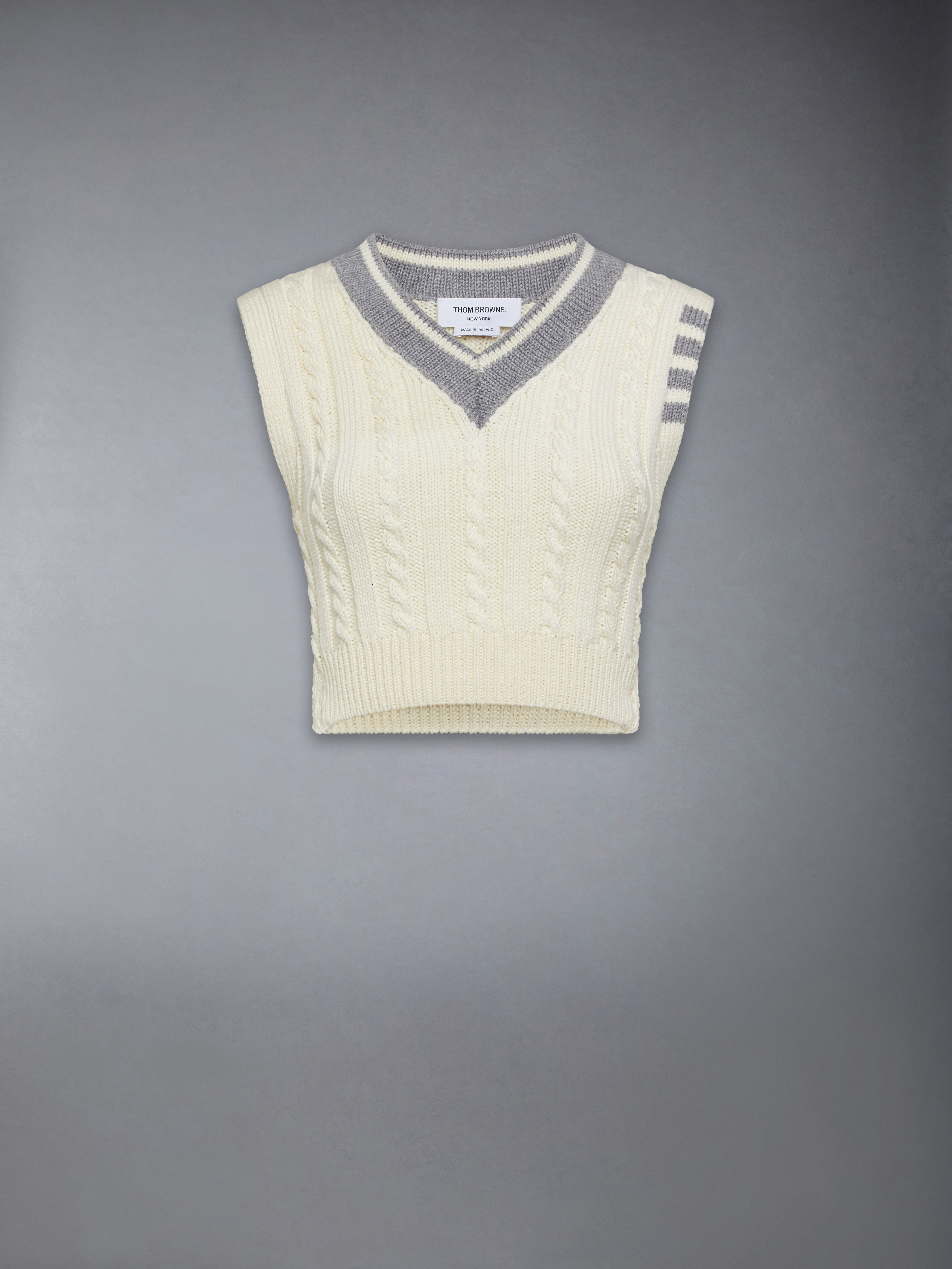 Classic Cable 4-Bar V Neck Vest - 1