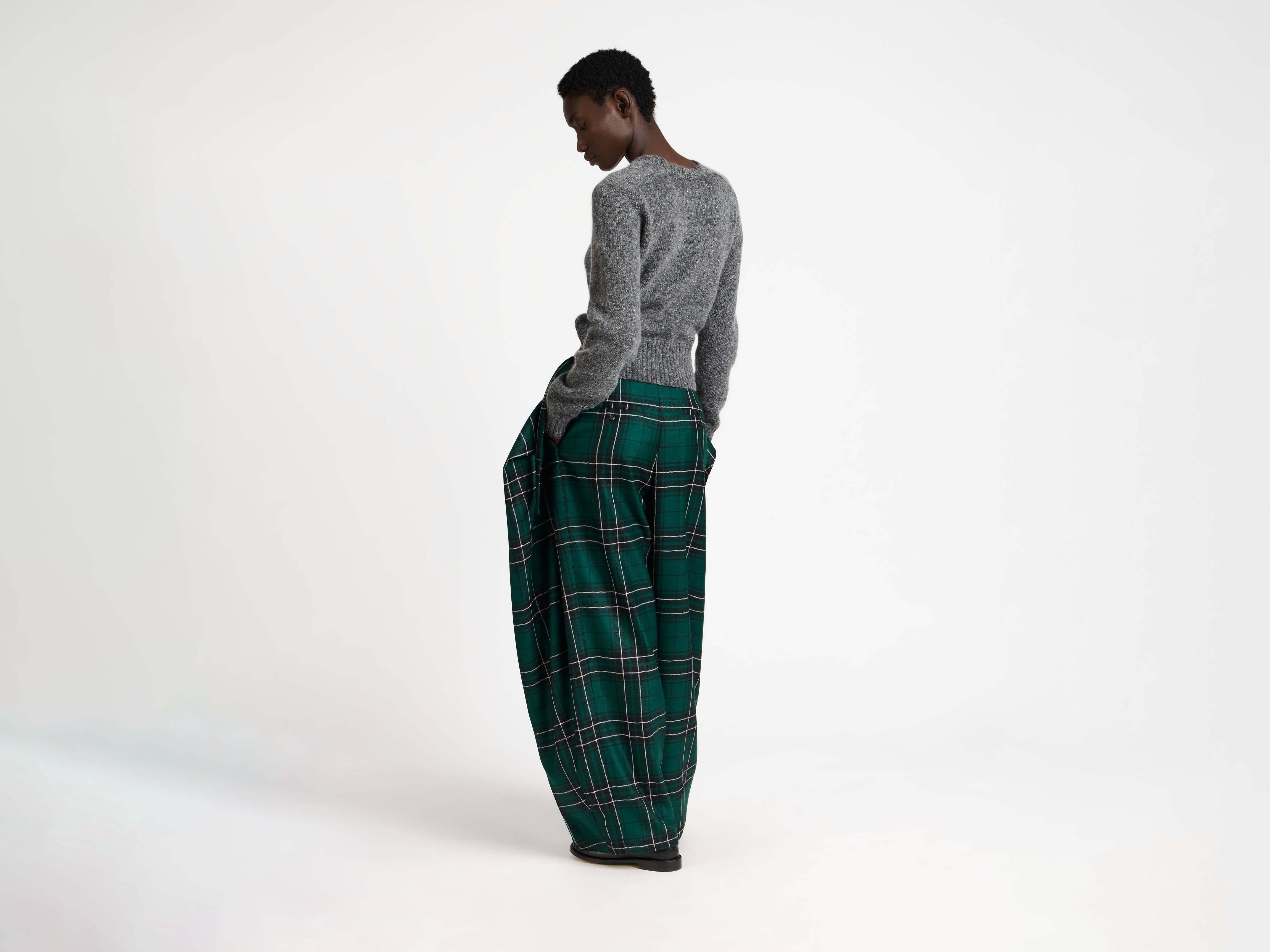 FOLD OVER TROUSERS IN FOREST GREEN TARTAN - 3