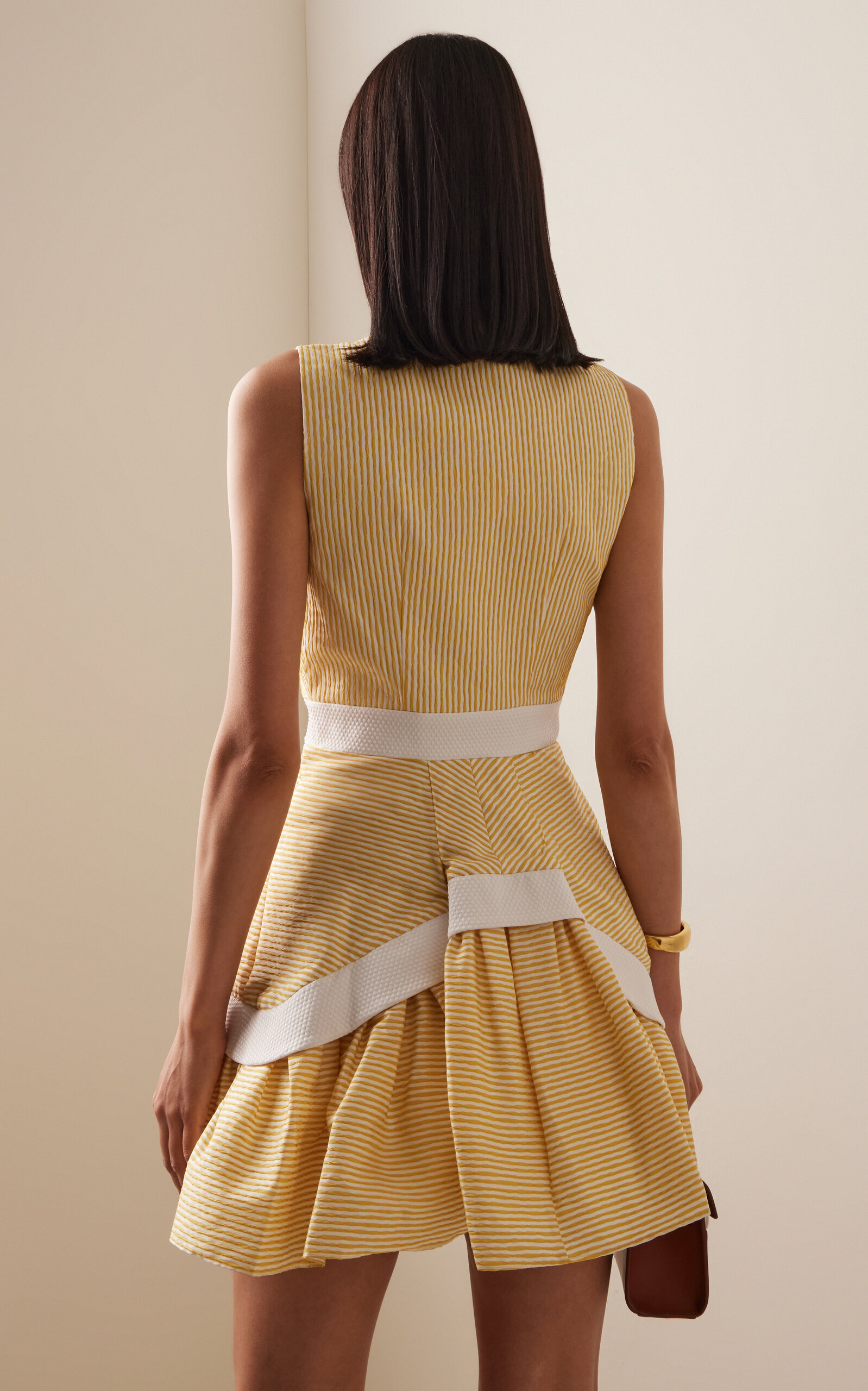 Natacha Herringbone Mini Shirt Dress yellow - 4
