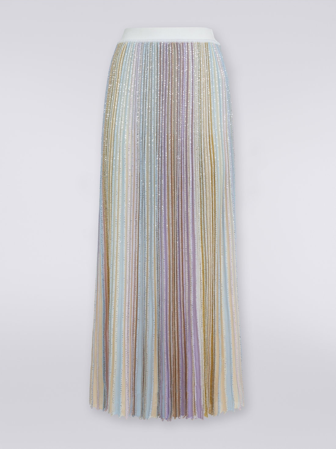 Long pleated viscose blend skirt with sequins - 1