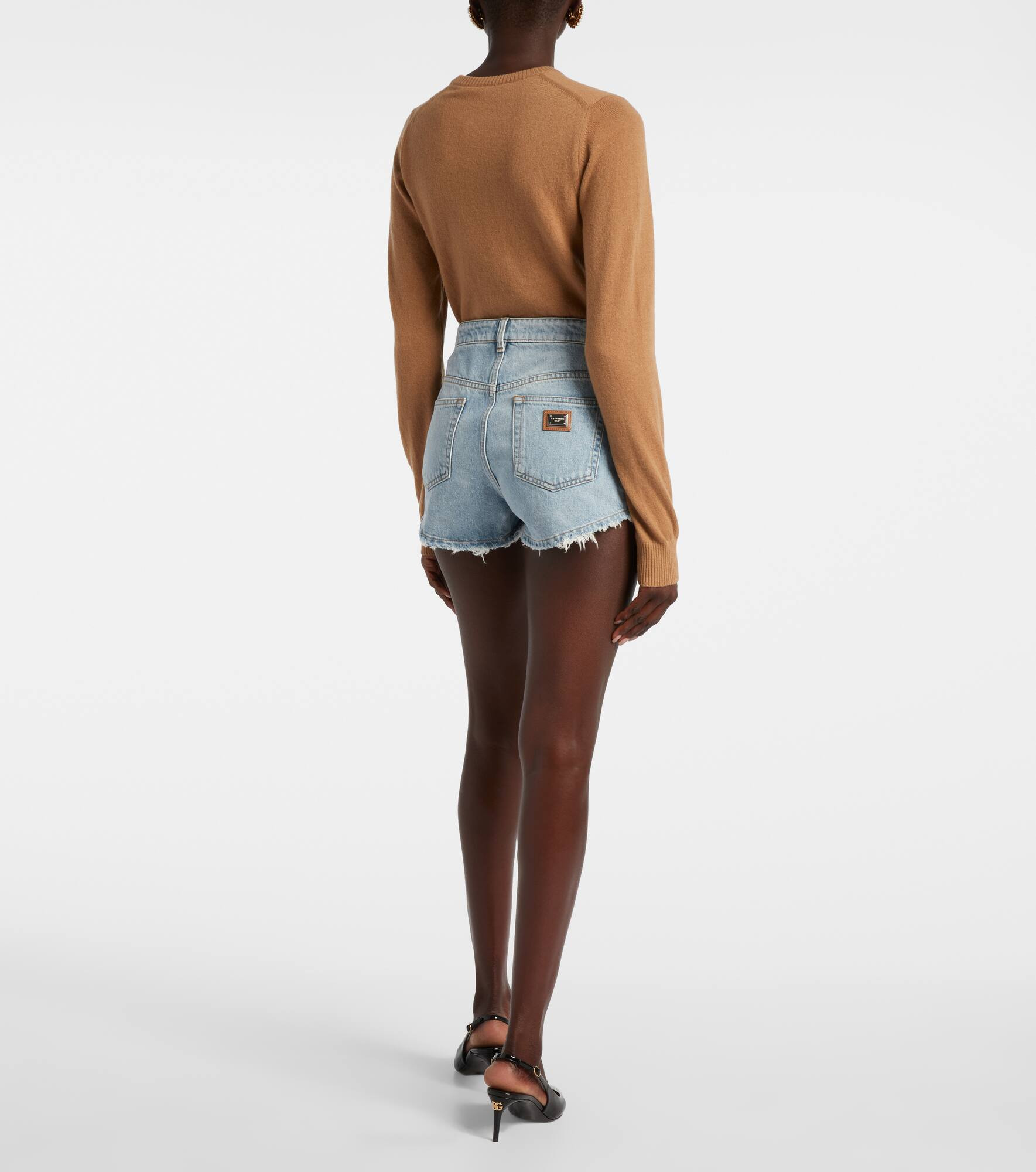 Frayed denim shorts - 3