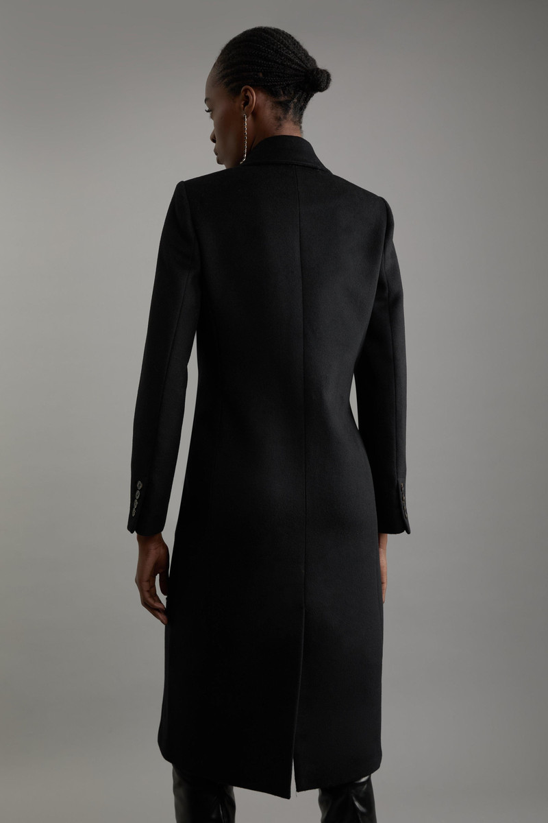 Petite Wool Blend Taffeta Applique Embellished Double Breasted Tailored Coat 4
