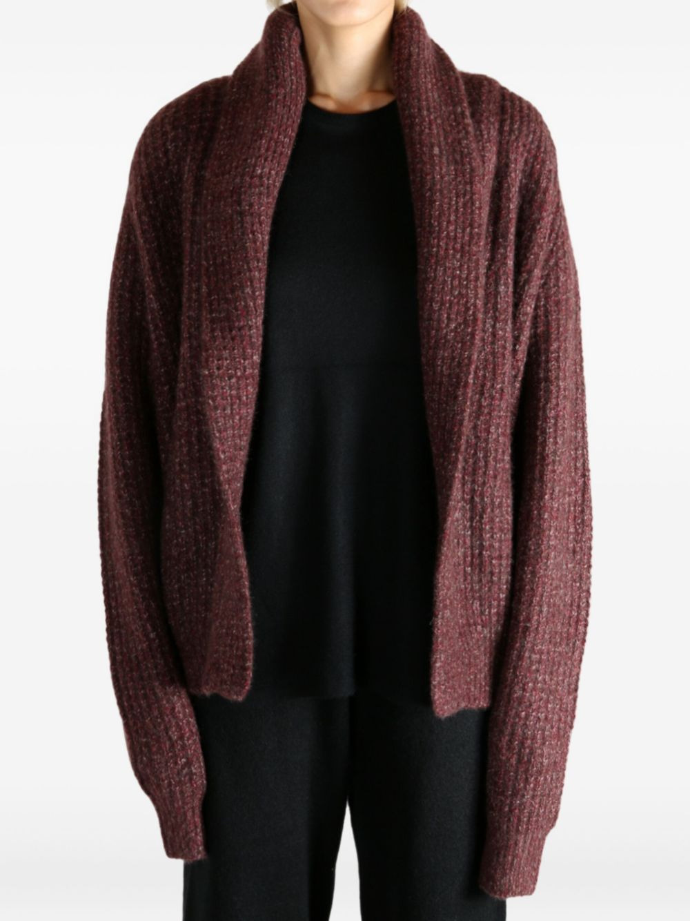 shawl-collar knitted cardigan - 2