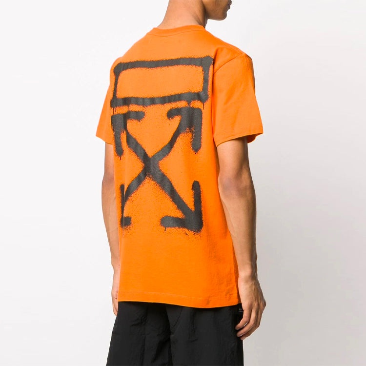 Off-White Graffiti Arrow Pattern Printing Short Sleeve Loose Fit Orange OMAA027R201850151910 - 4