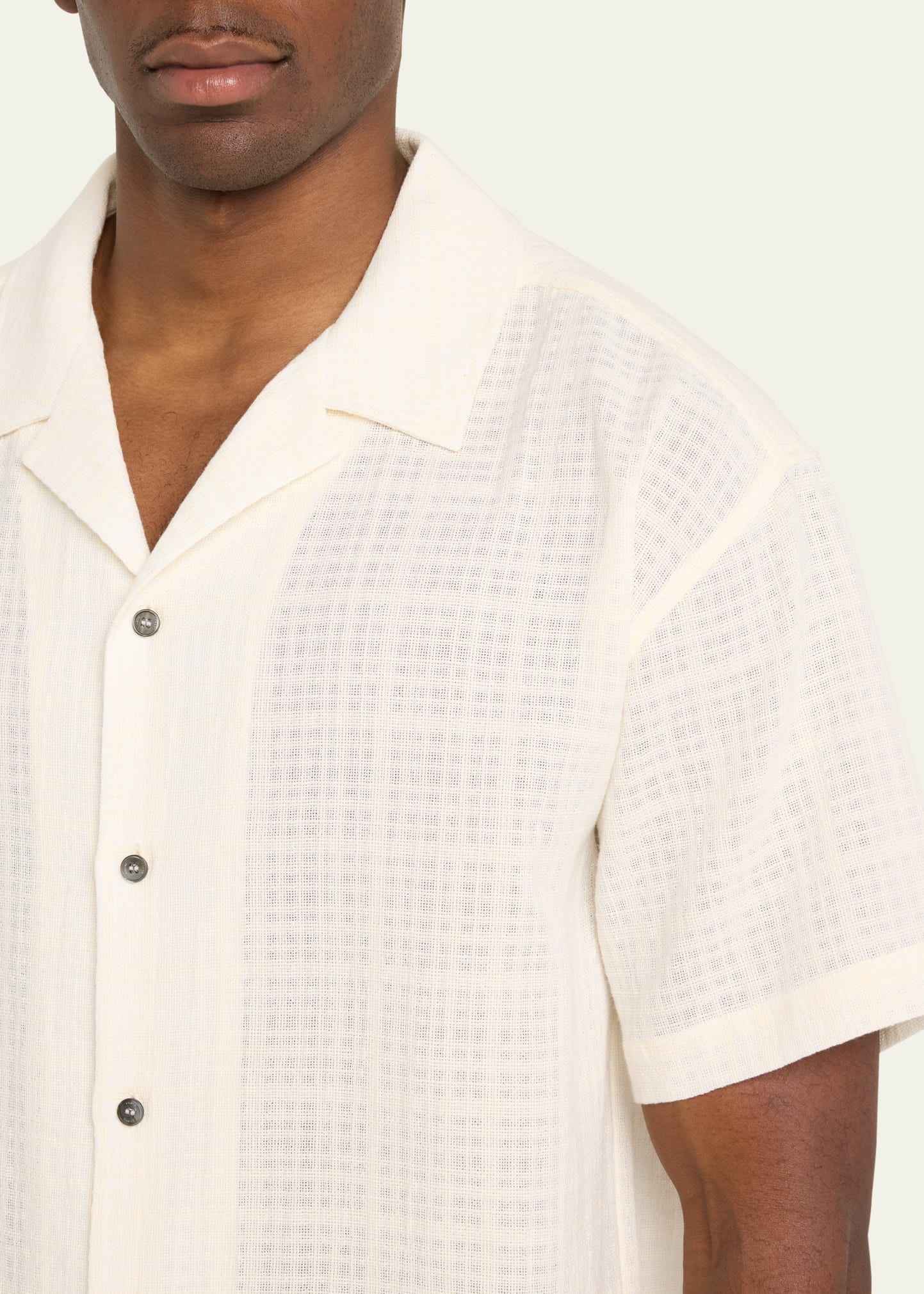 Men's Textured Cotton Camp Shirt - 5