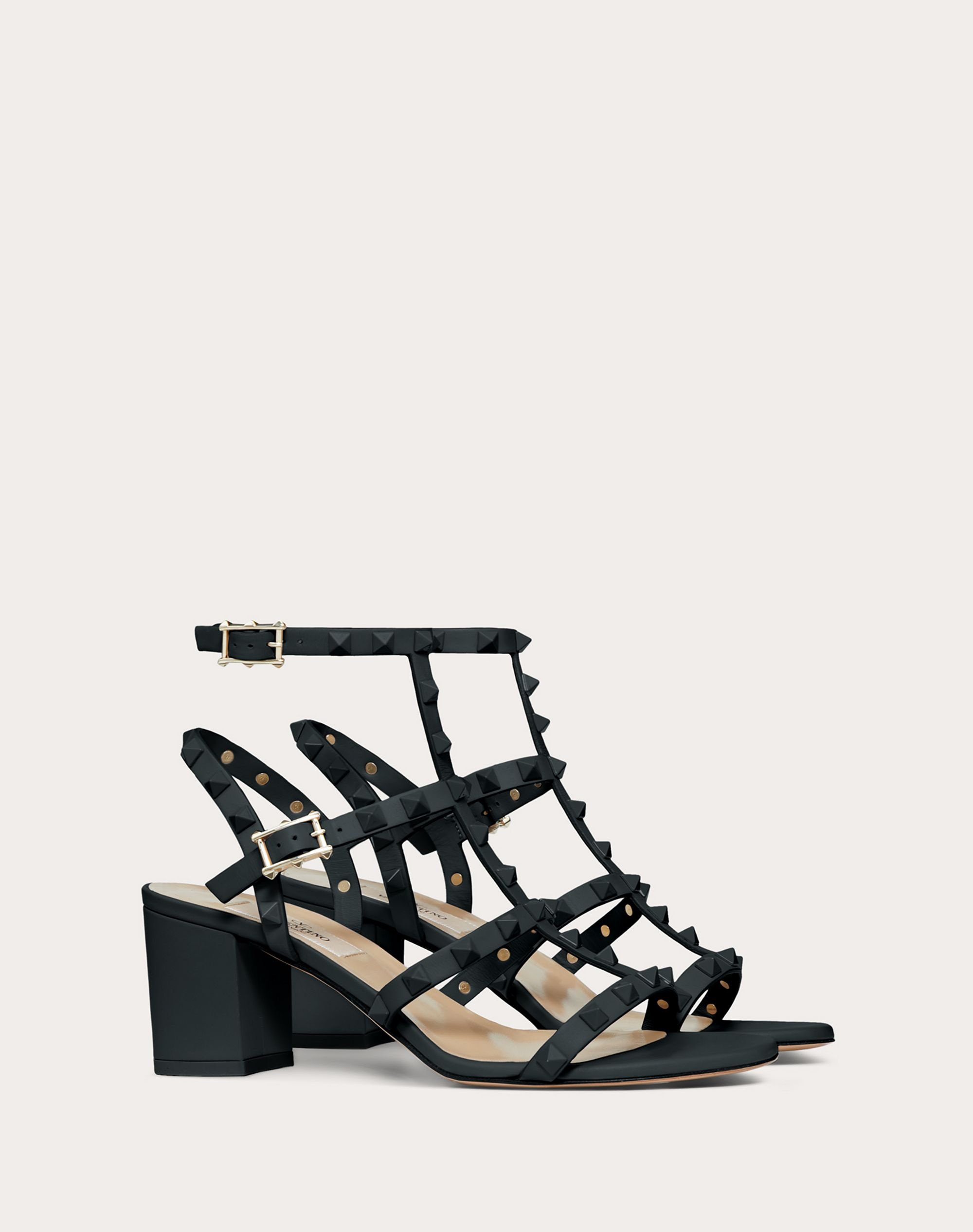 Rockstud Ankle Strap Calfskin Leather Sandal with Tonal Studs 60 mm - 2