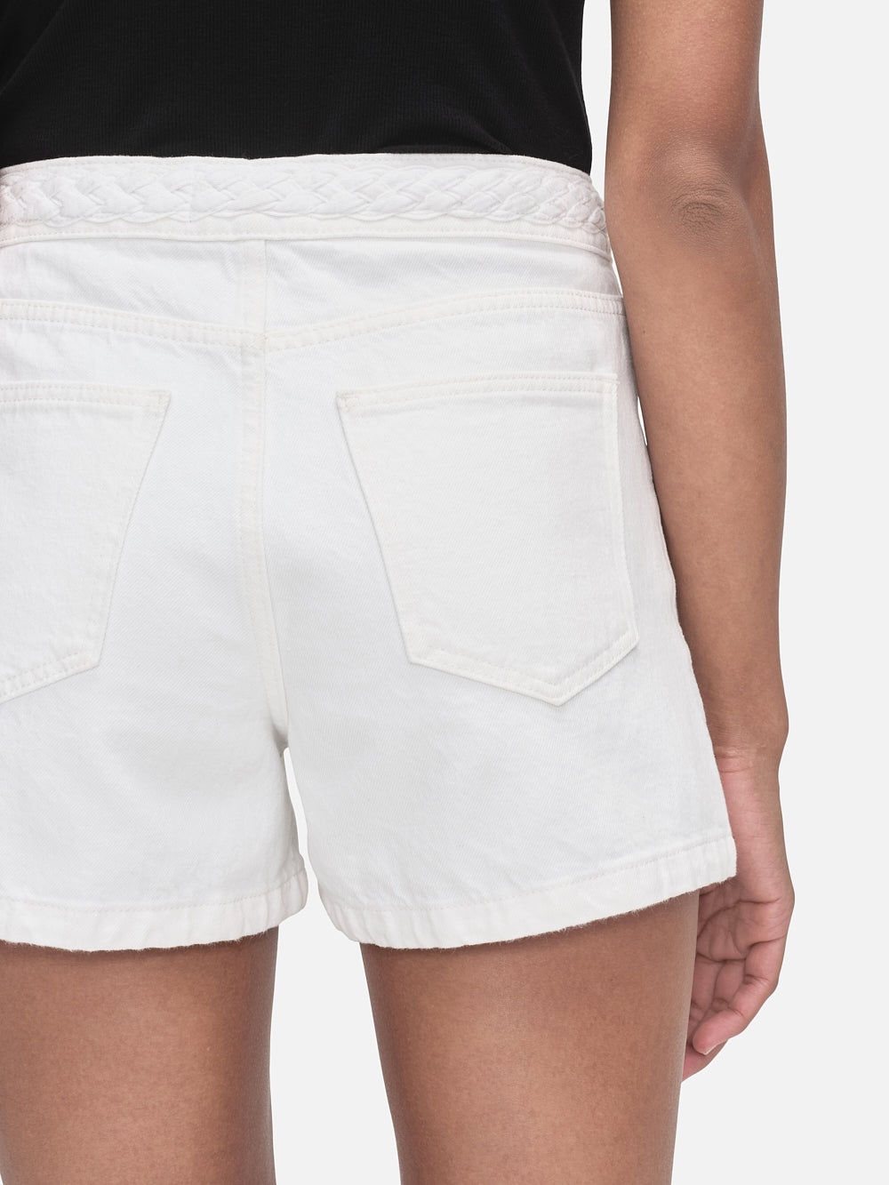 Braided Waistband Short in White - 3