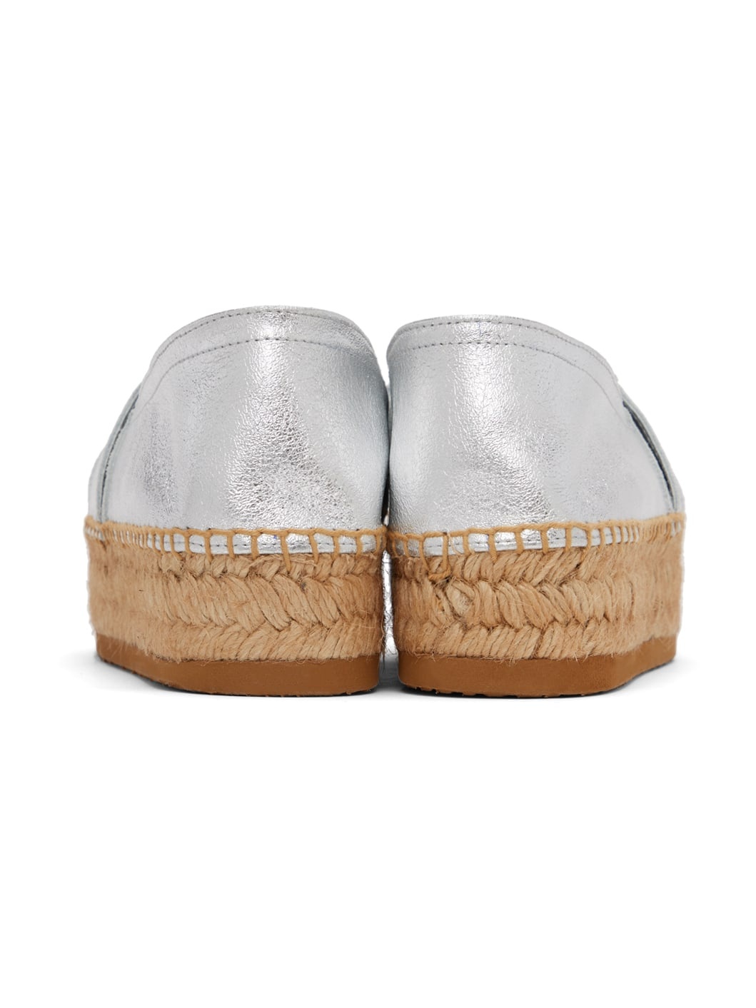 Silver Mini Lettering Laminated Espadrilles - 2