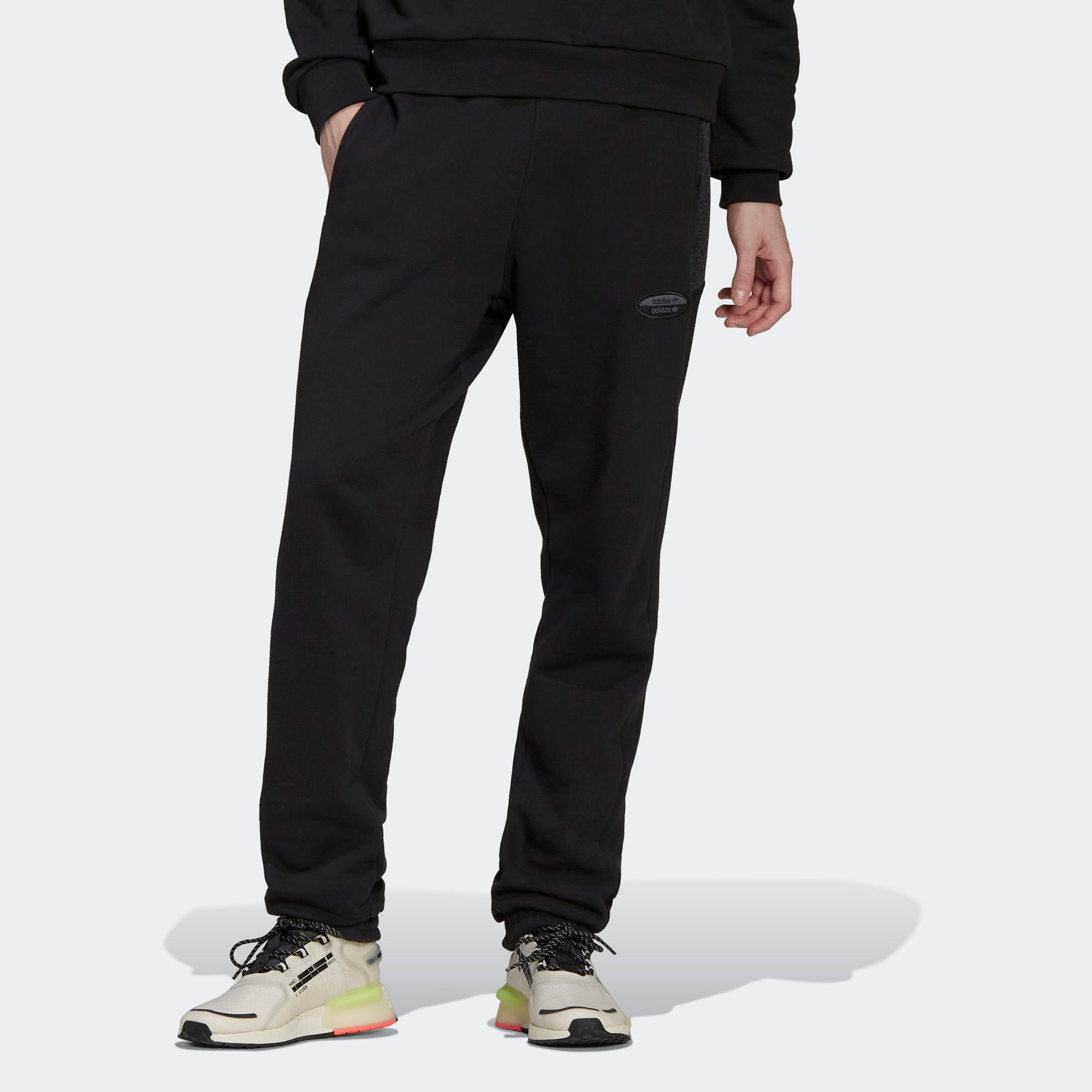 Men's adidas originals R.Y.V. Elastic Waistband Drawstring Solid Color Cotton Casual Sports Pants/Tr - 3