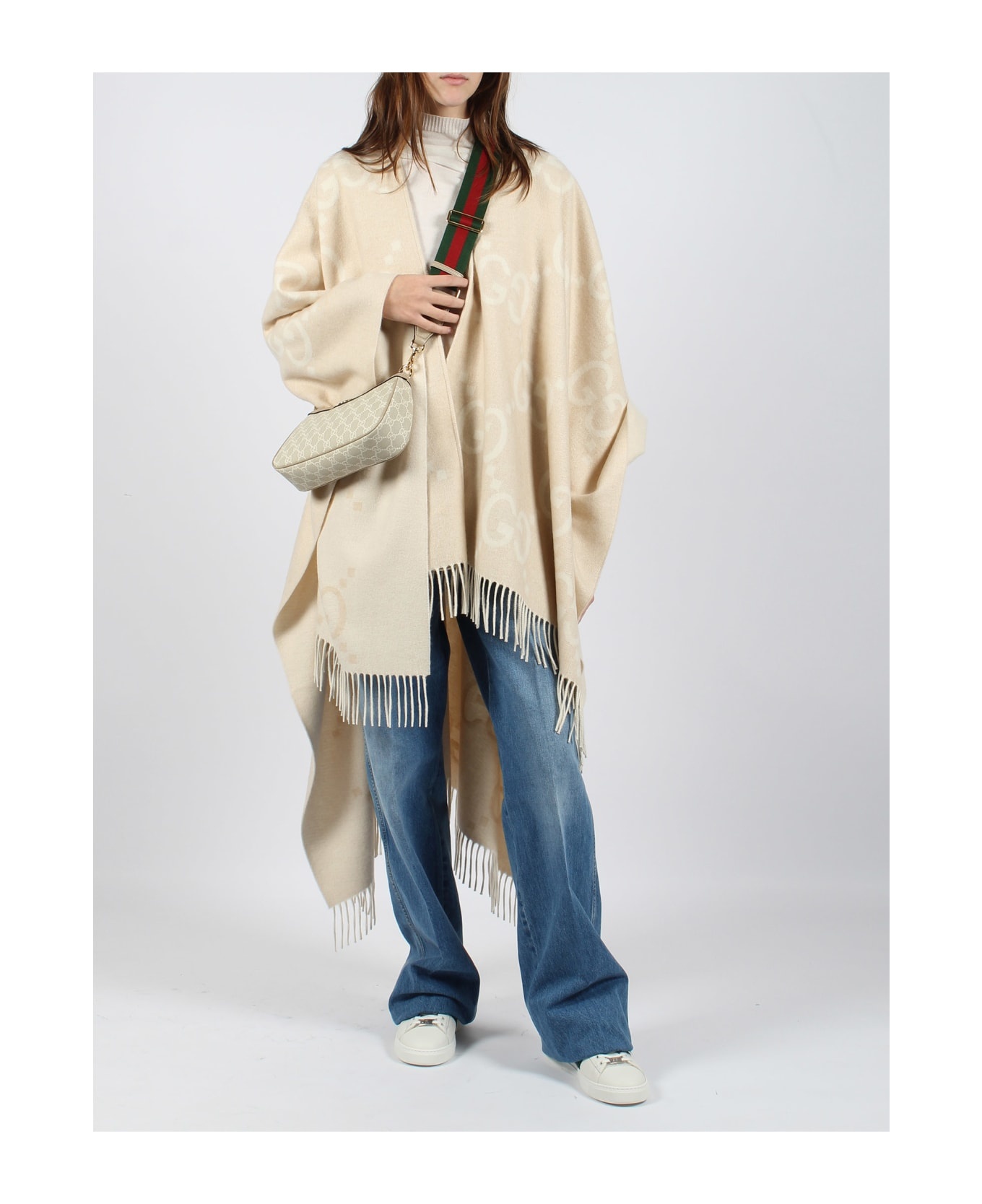 Reversible Jumbo Gg Cashmere Cape - 2