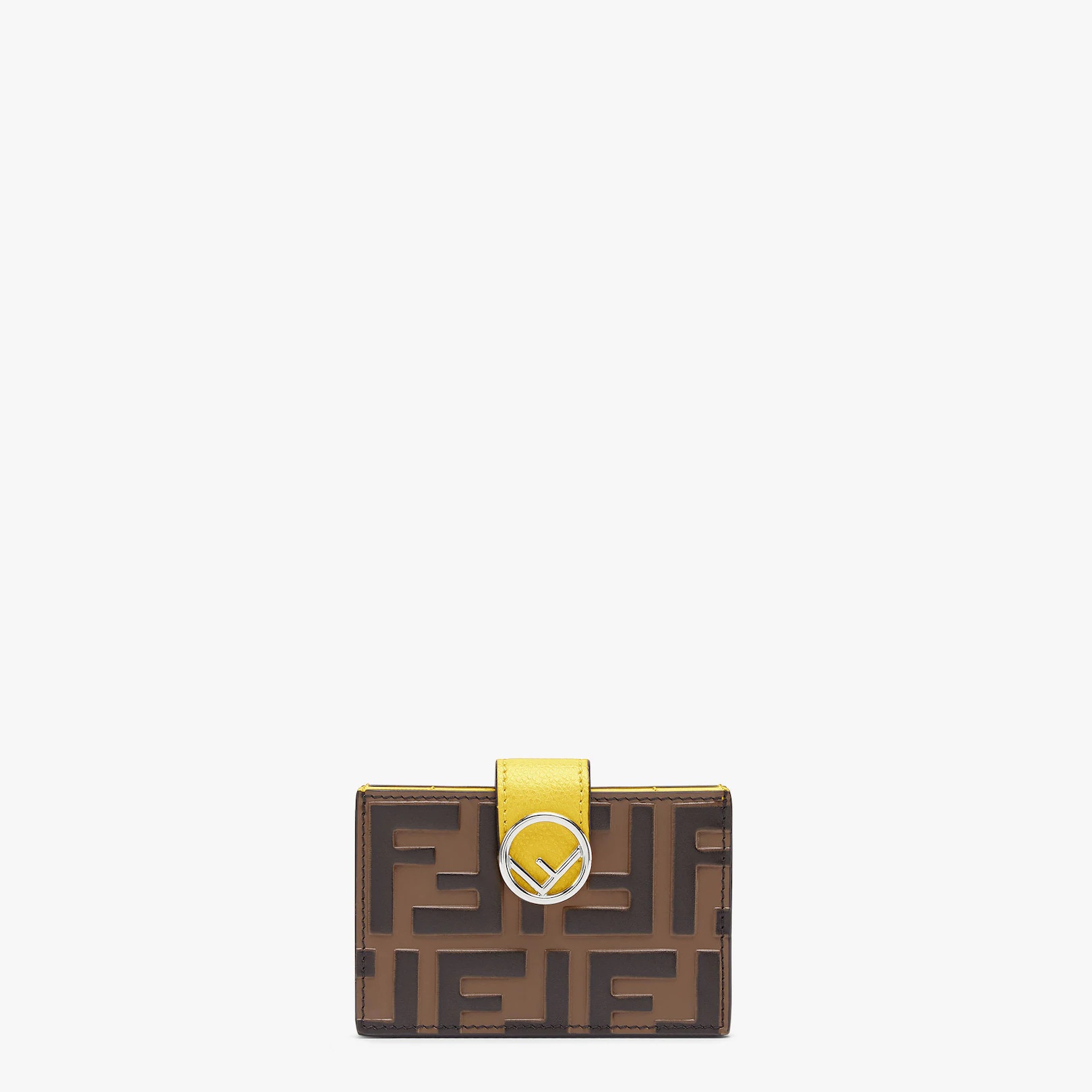 Flat F is Fendi card holder with central compartment and five credit card slots. Made of brown calfs - 1