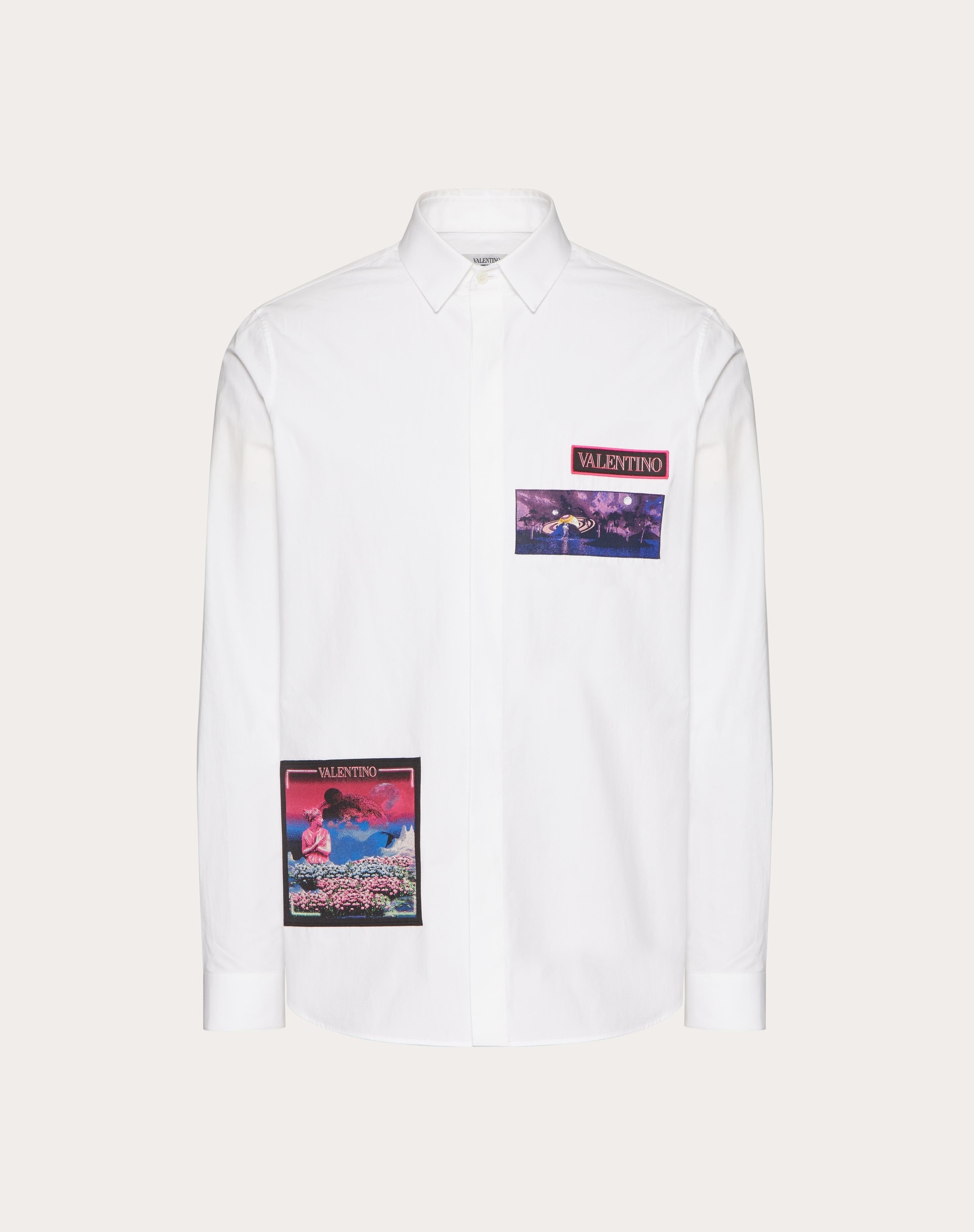 COTTON SHIRT WITH BROCADE PATCH - 1